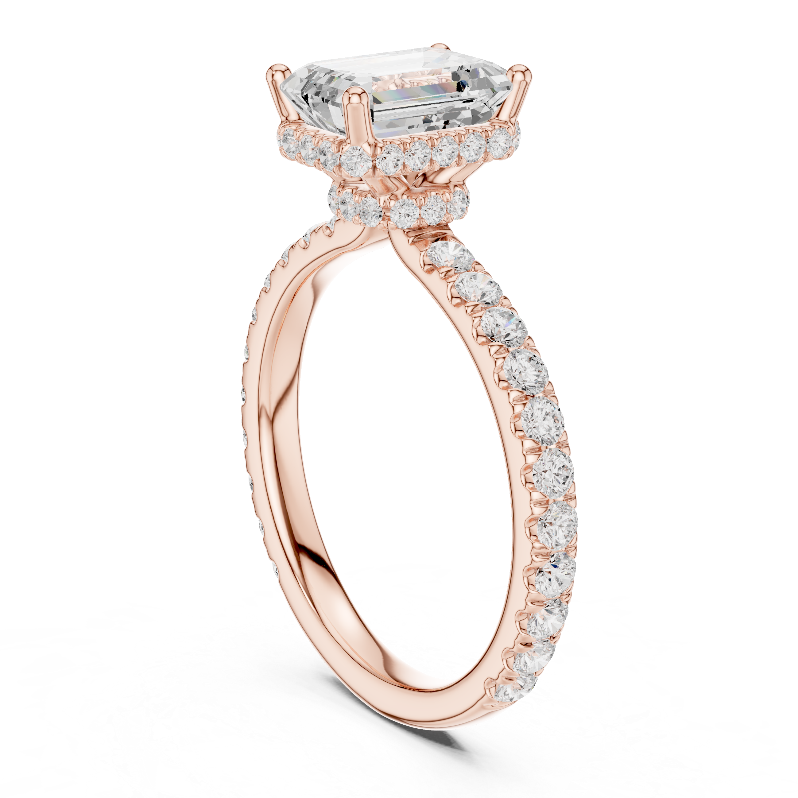 Emerald Cut Double Halo Pavé Engagement Ring