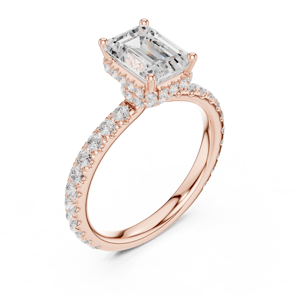 Emerald Cut Double Halo Pavé Engagement Ring