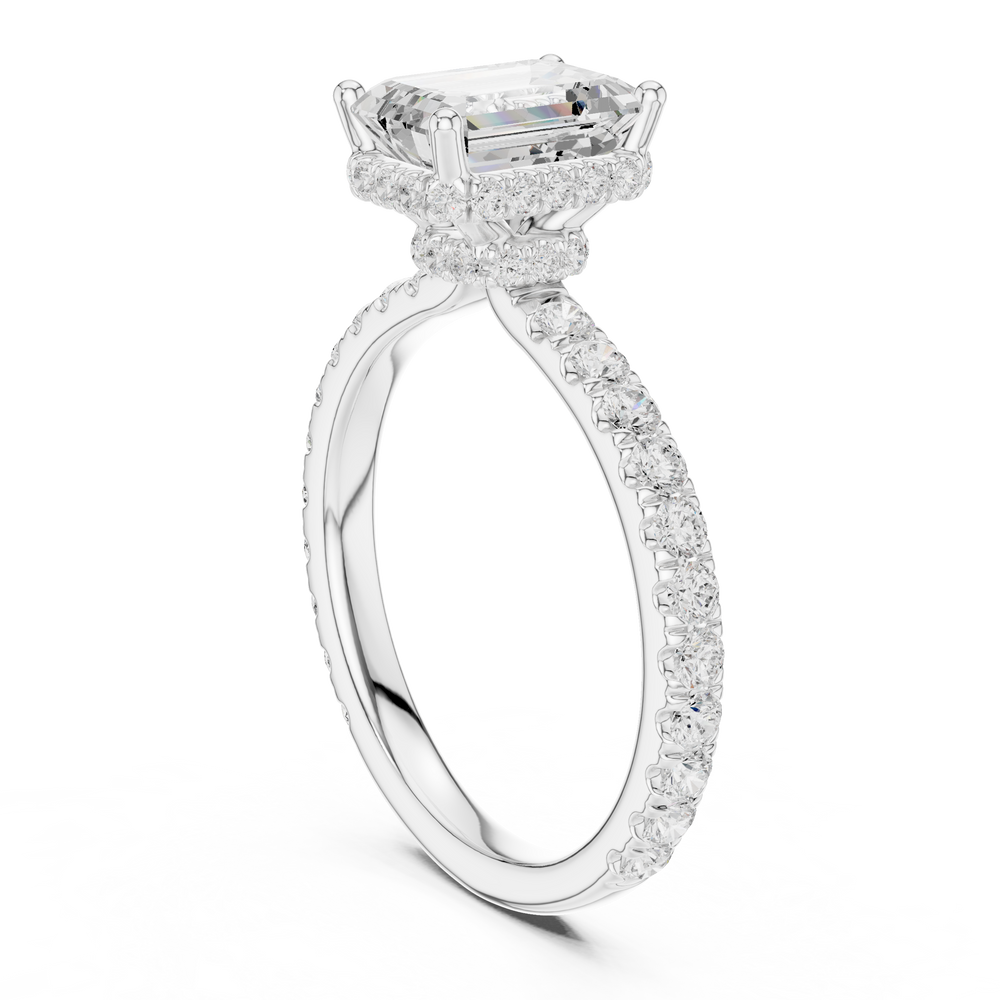 Emerald Cut Double Halo Pavé Engagement Ring