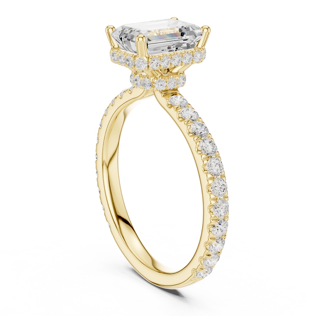 Emerald Cut Double Halo Pavé Engagement Ring