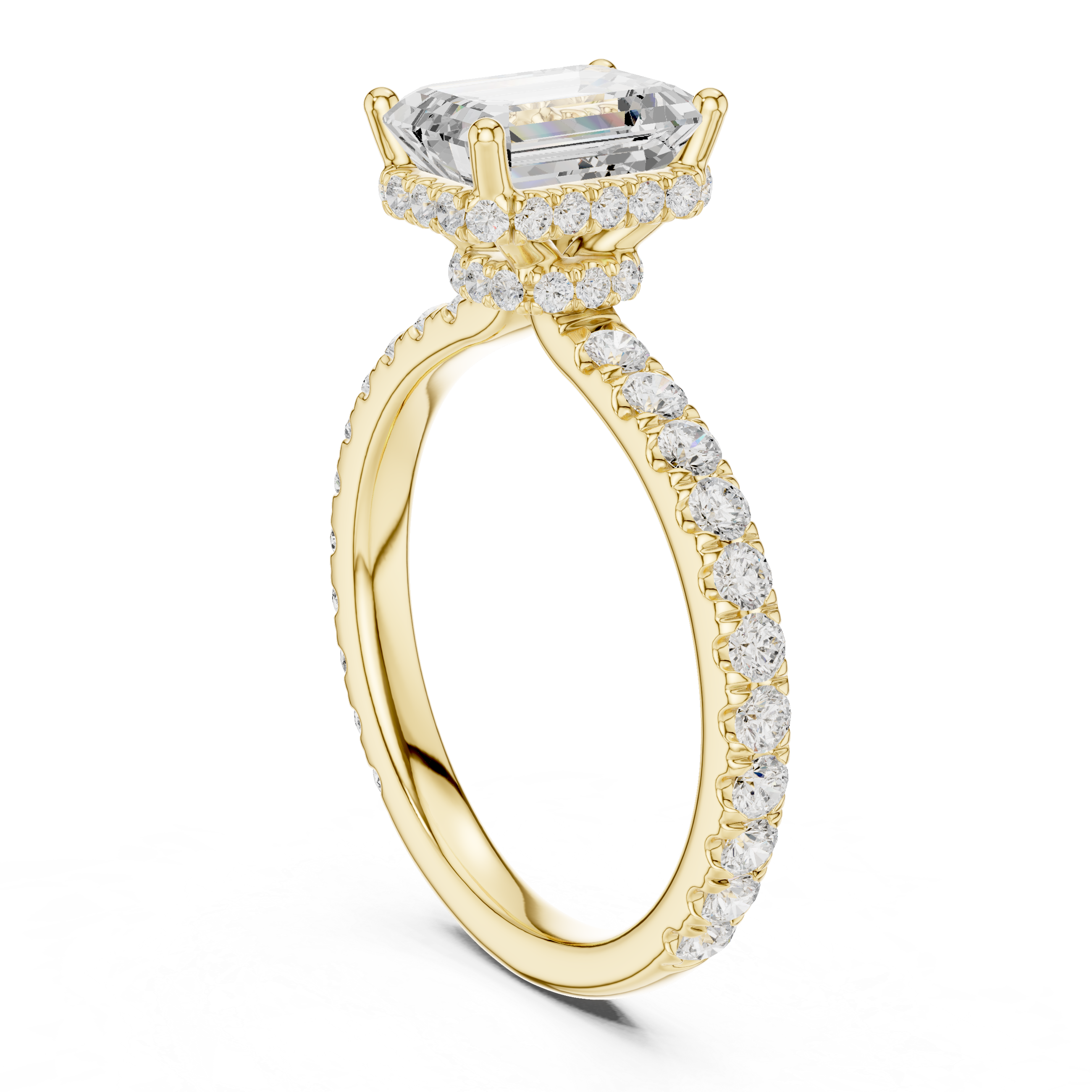 Emerald Cut Double Halo Pavé Engagement Ring