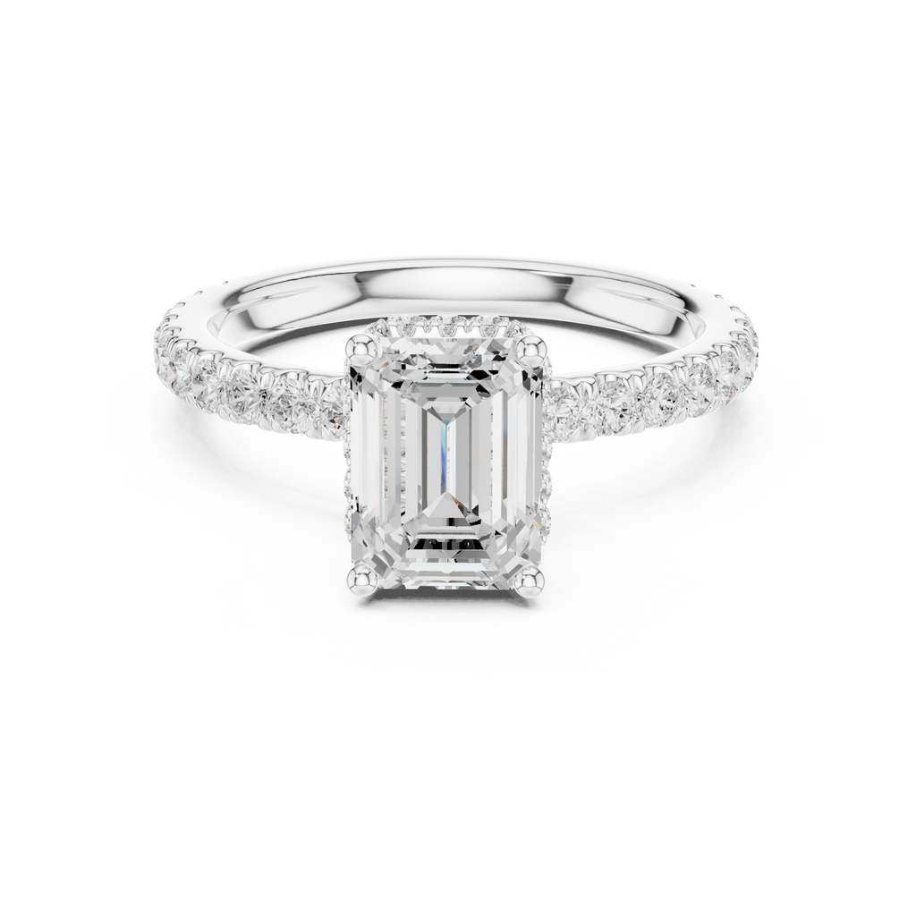 Emerald Cut Double Halo Pavé Engagement Ring