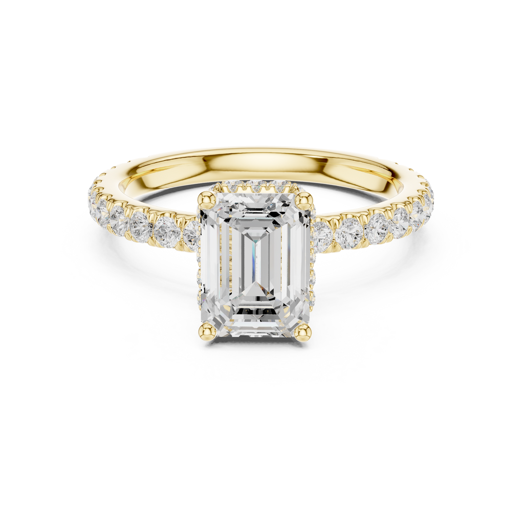 Emerald Cut Double Halo Pavé Engagement Ring