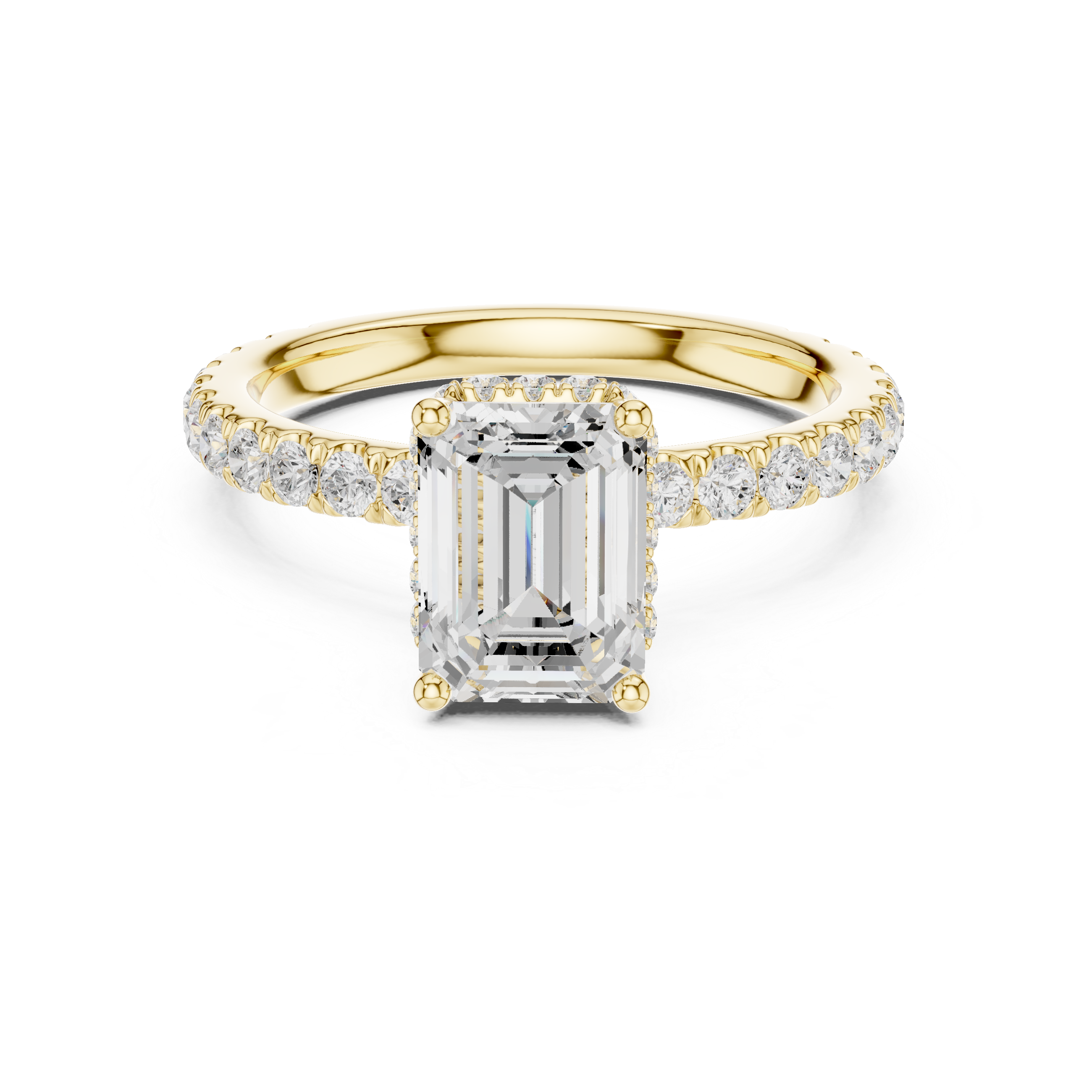 Emerald Cut Double Halo Pavé Engagement Ring