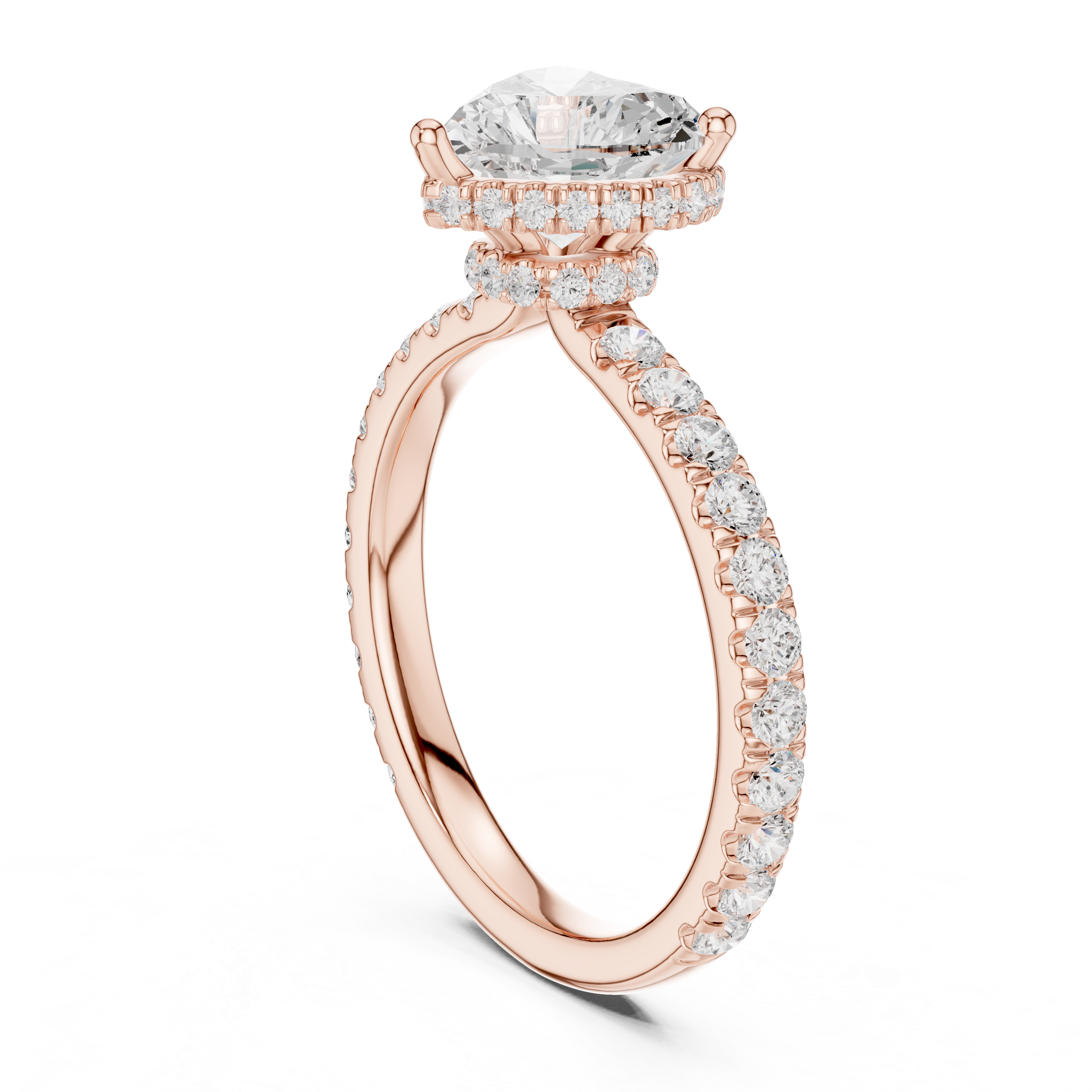 Heart Cut Double Halo Pavé Engagement Ring