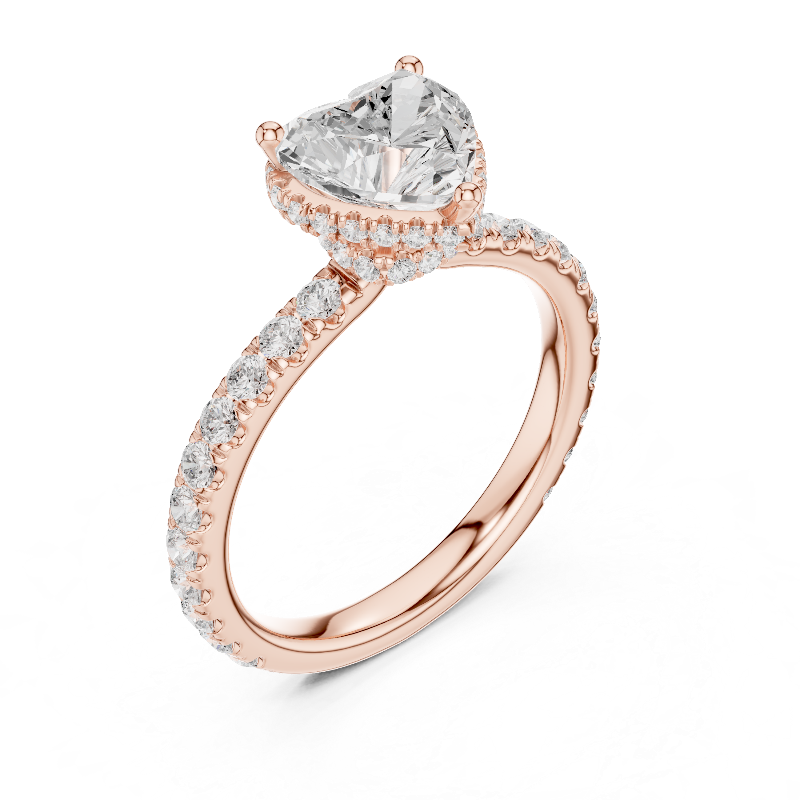 Heart Cut Double Halo Pavé Engagement Ring