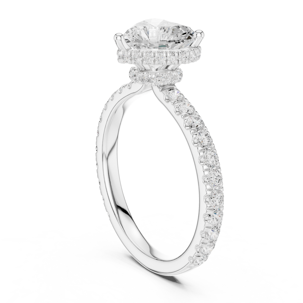 Heart Cut Double Halo Pavé Engagement Ring