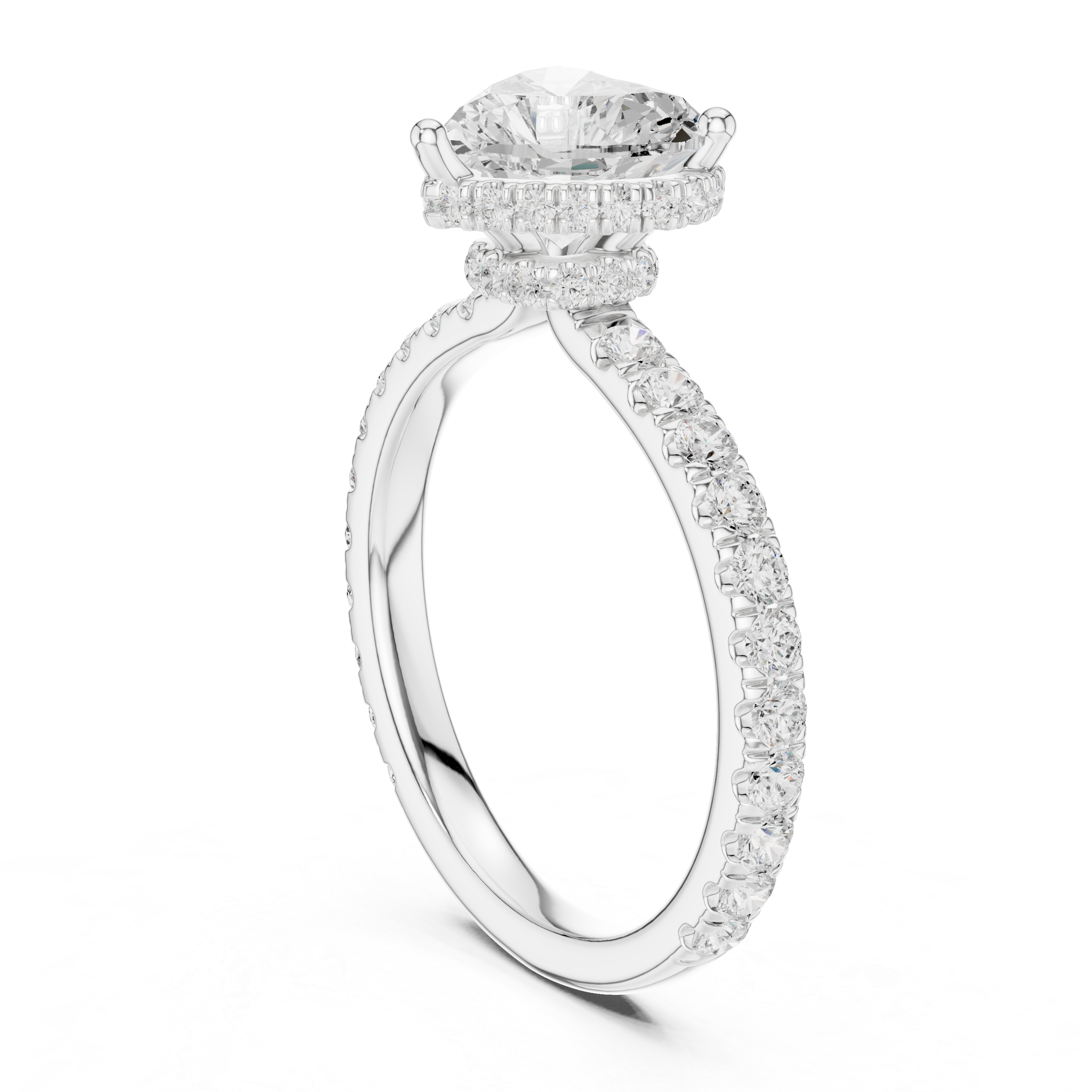 Heart Cut Double Halo Pavé Engagement Ring