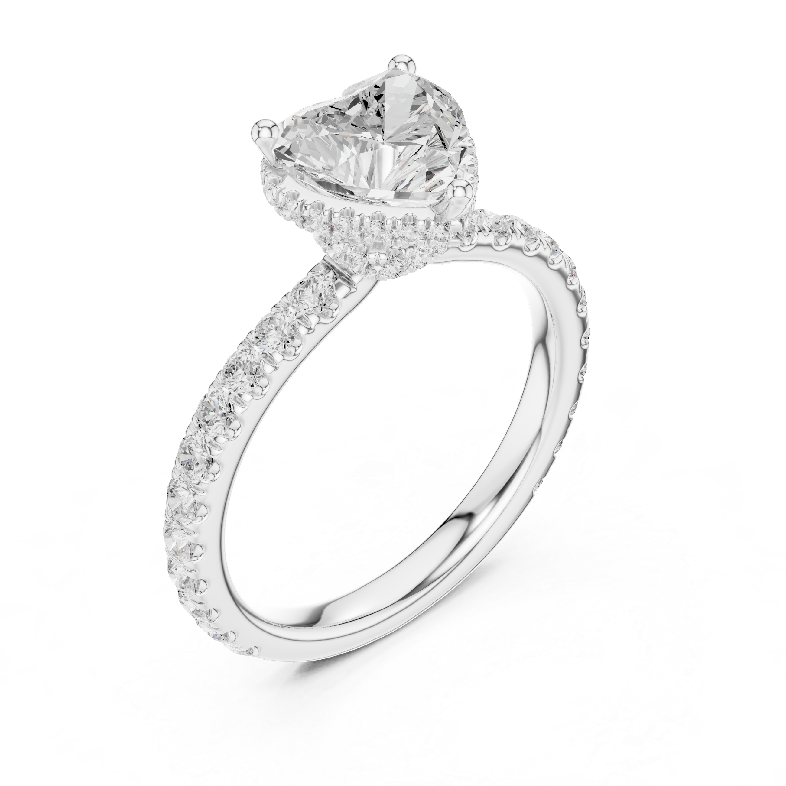 Heart Cut Double Halo Pavé Engagement Ring