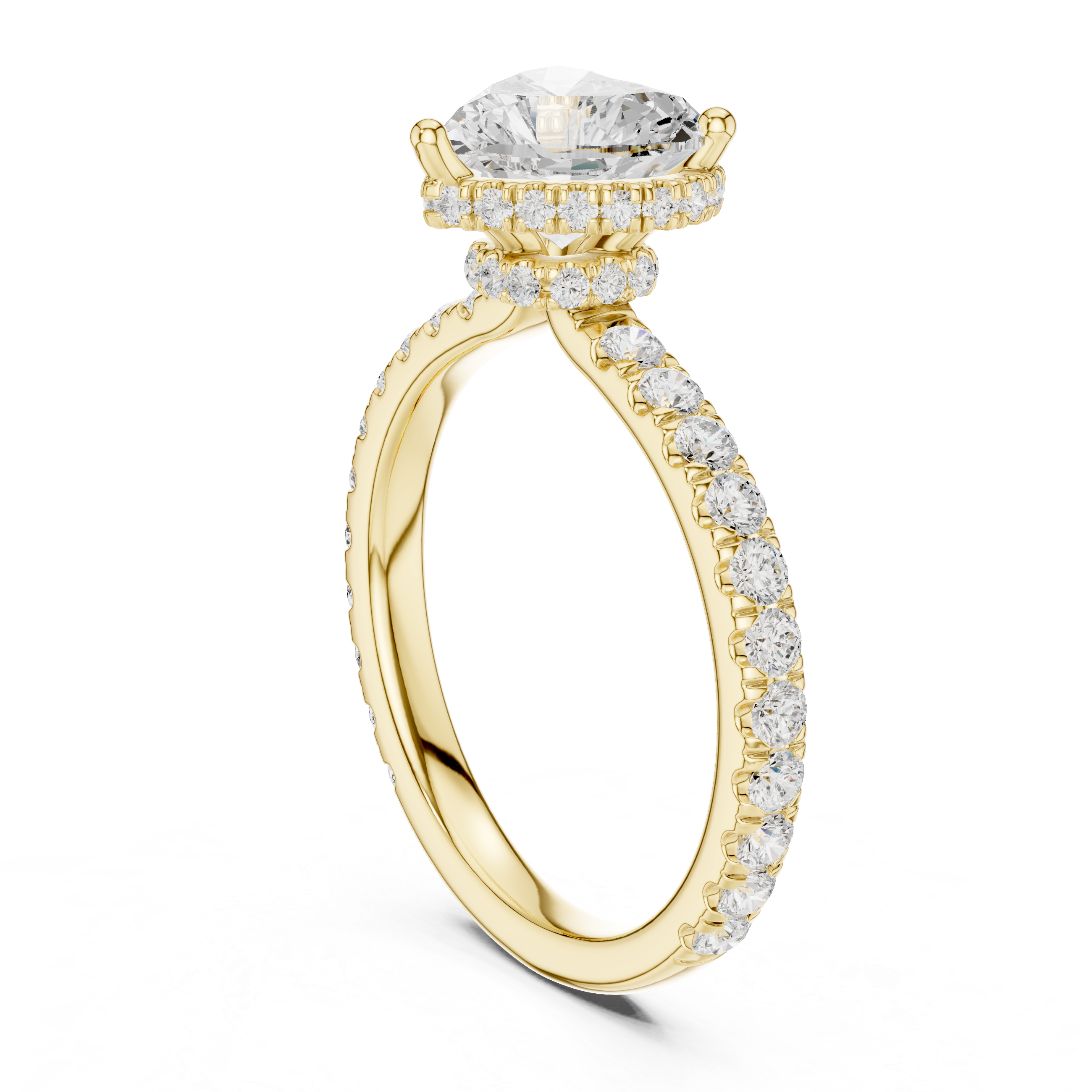 Heart Cut Double Halo Pavé Engagement Ring
