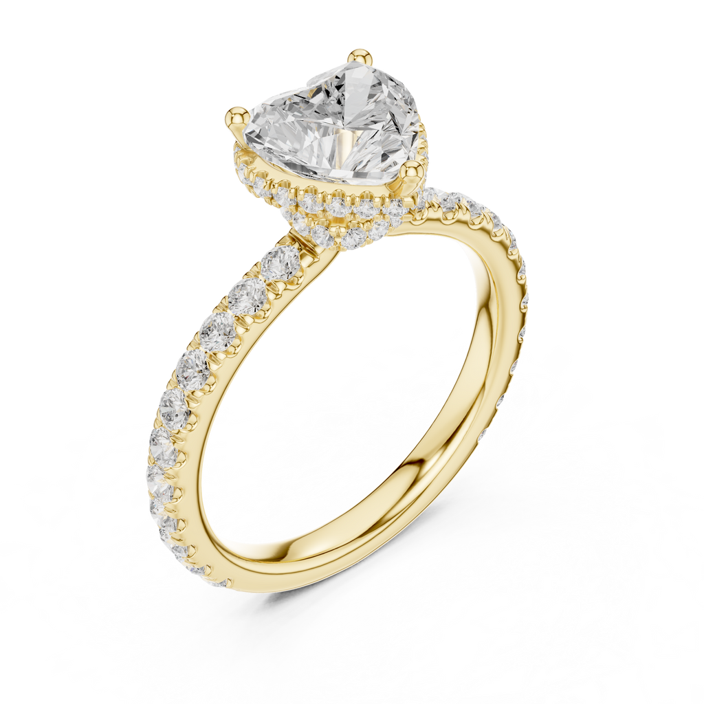 Heart Cut Double Halo Pavé Engagement Ring