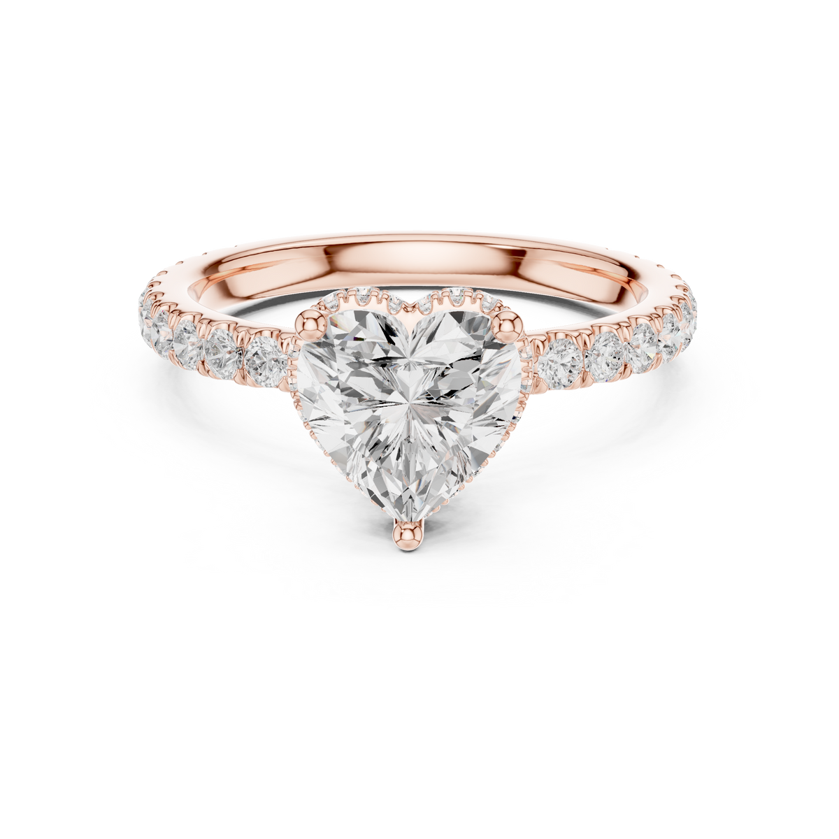 Heart Cut Double Halo Pavé Engagement Ring – view 5 of 12, lab grown diamond ring | Jewelix Atelier