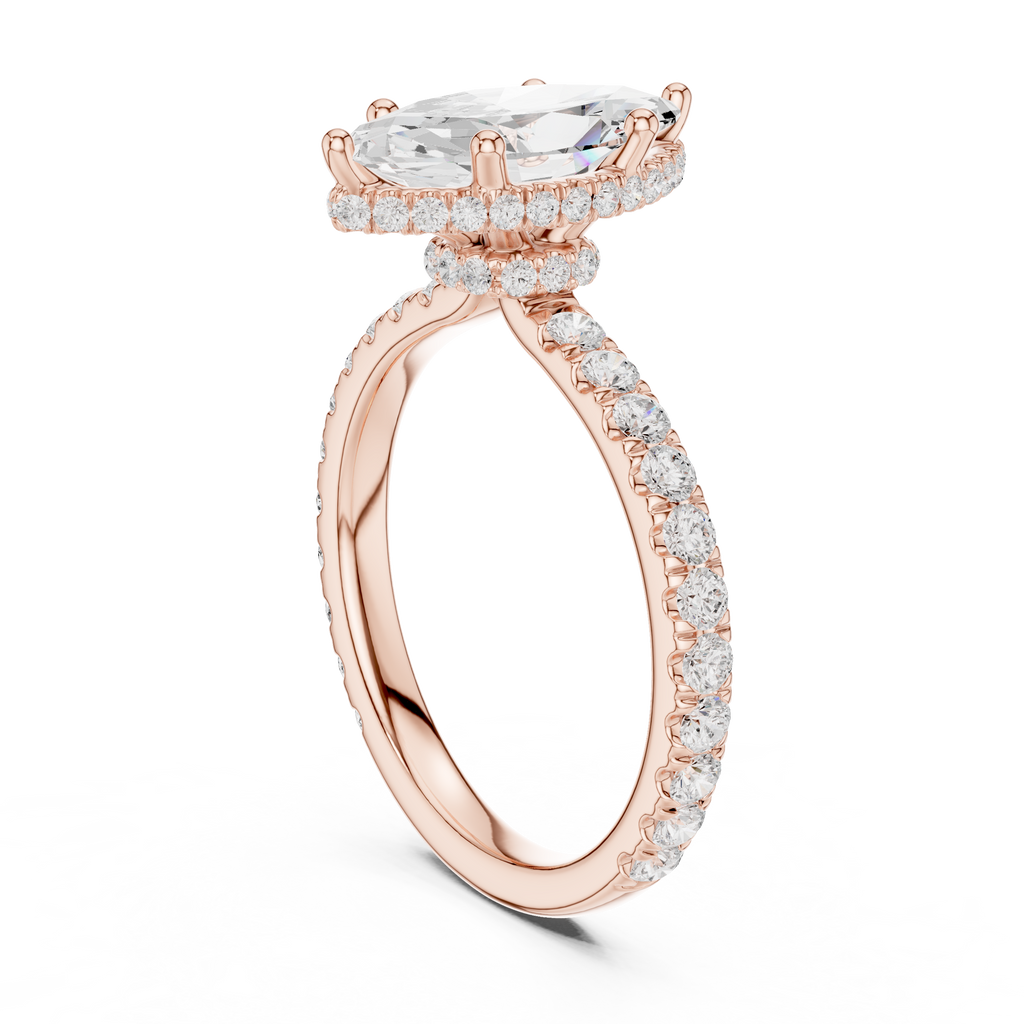 Marquise Cut Diamond Hidden Halo Engagement Ring