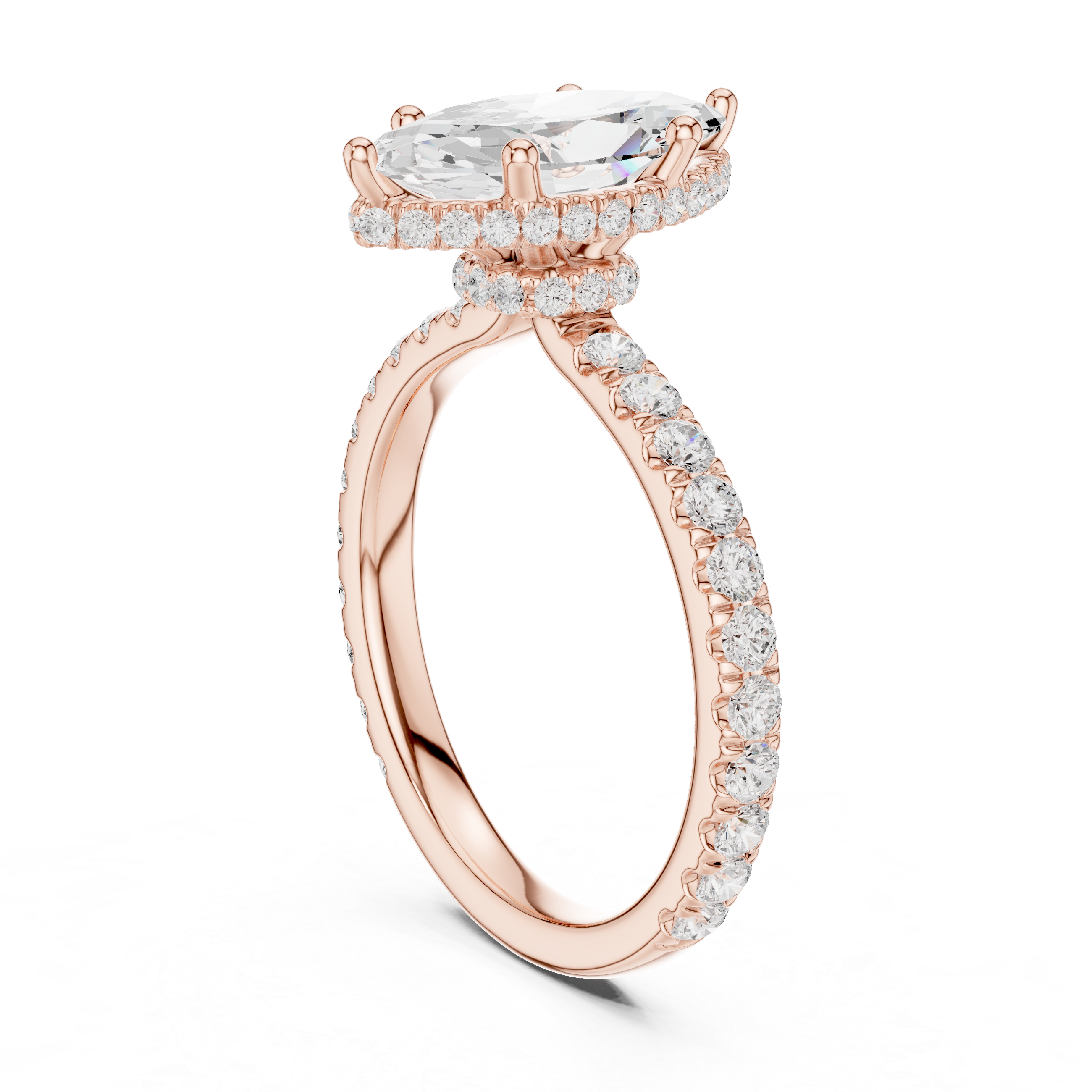 Marquise Cut Diamond Hidden Halo Engagement Ring
