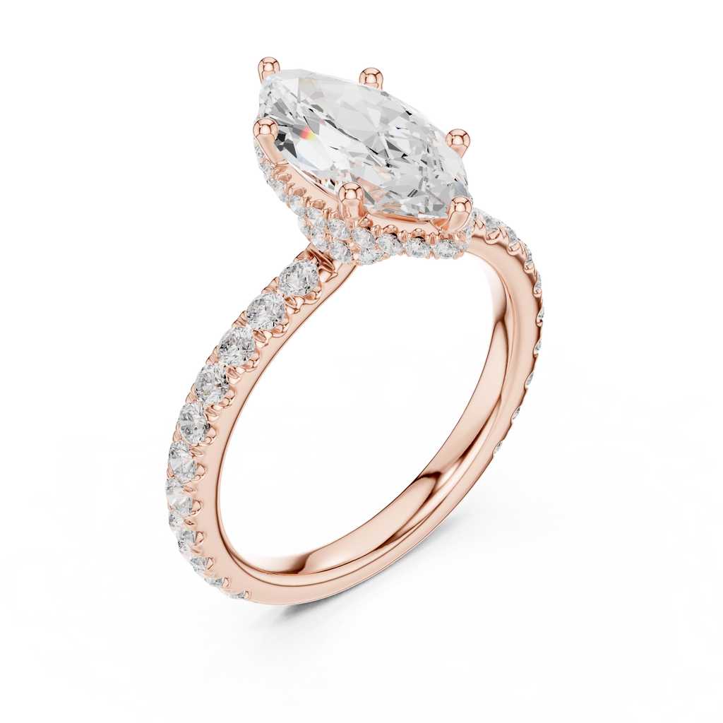 Marquise Cut Diamond Hidden Halo Engagement Ring