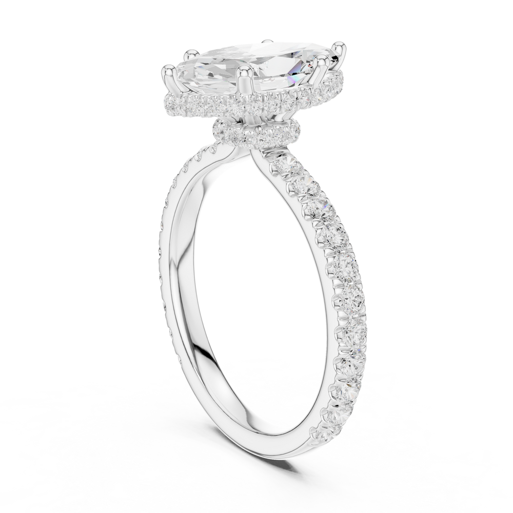 Marquise Cut Diamond Hidden Halo Engagement Ring
