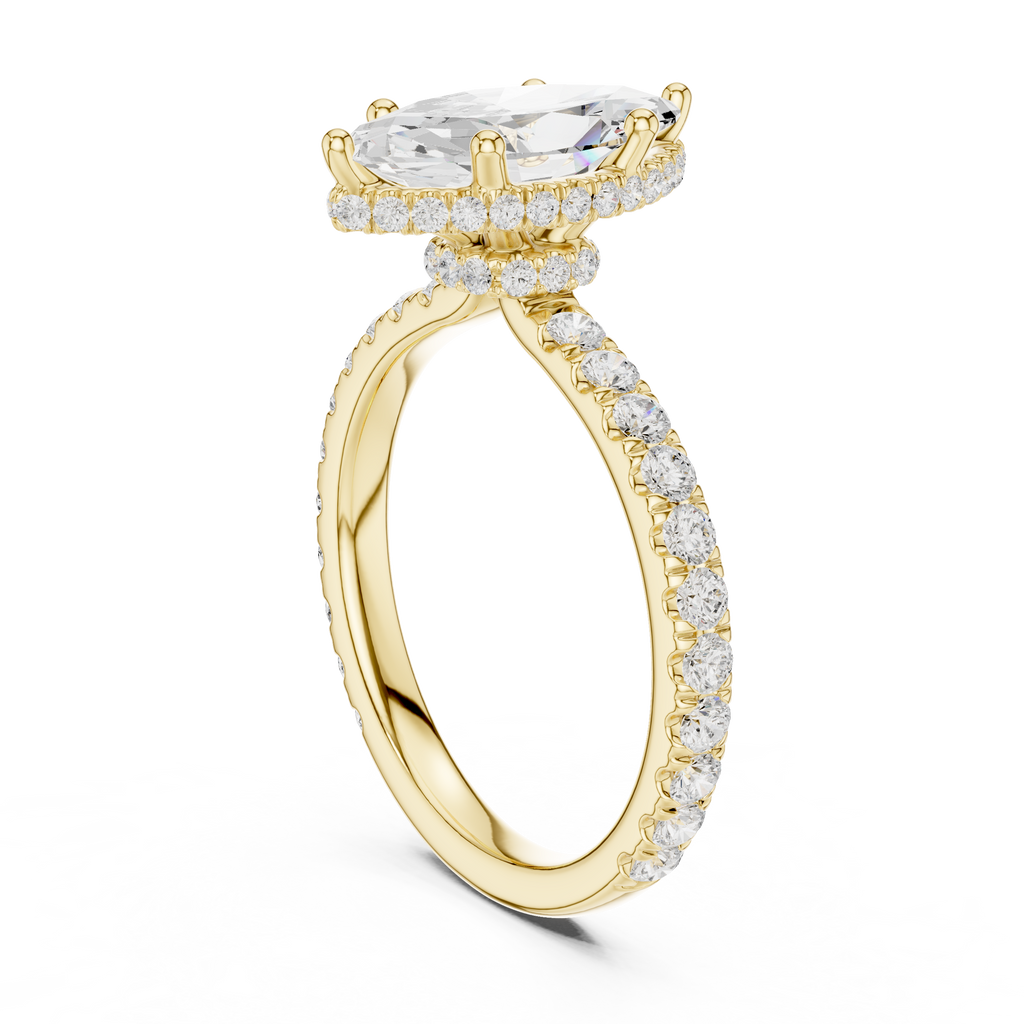 Marquise Cut Diamond Hidden Halo Engagement Ring