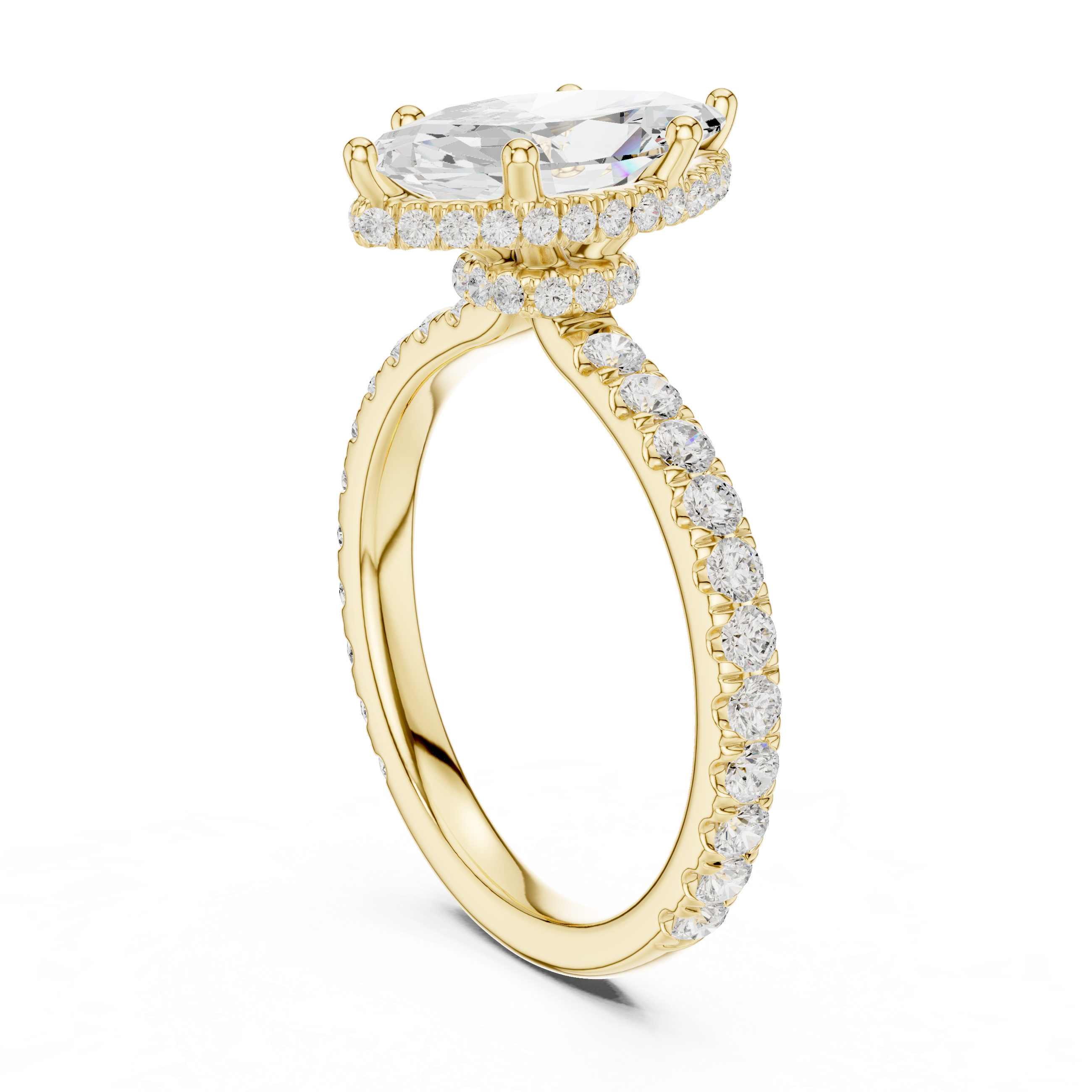 Marquise Cut Diamond Hidden Halo Engagement Ring