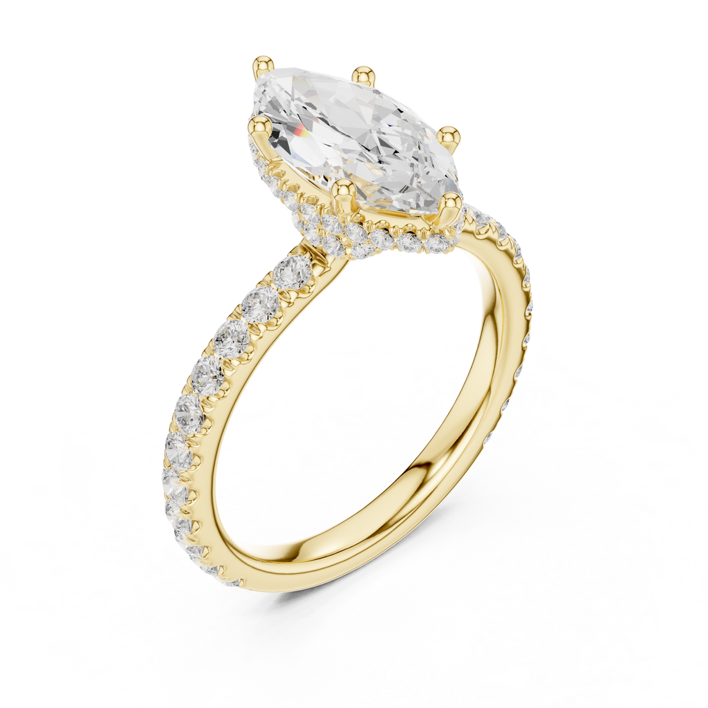 Marquise Cut Diamond Hidden Halo Engagement Ring