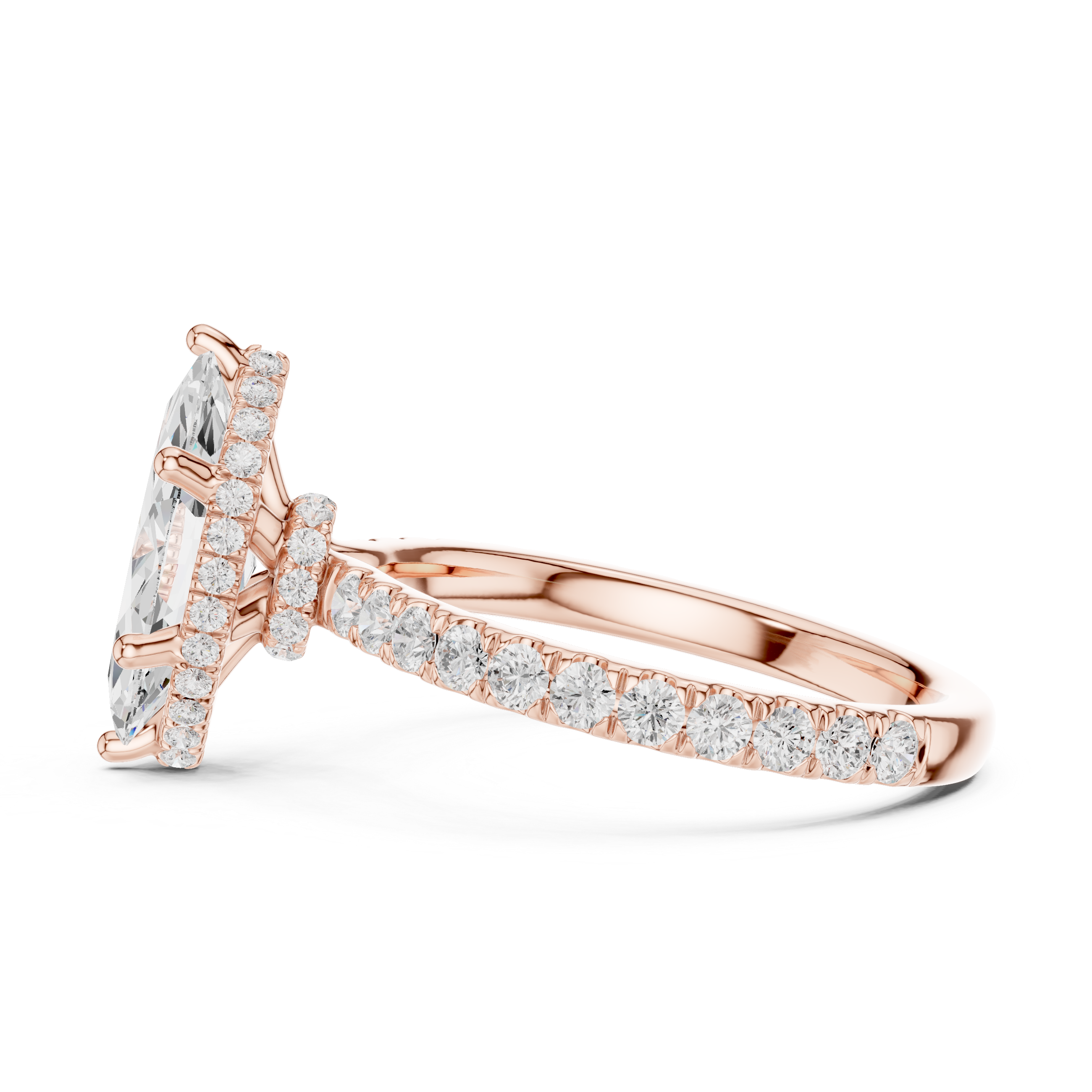 Marquise Cut Diamond Hidden Halo Engagement Ring