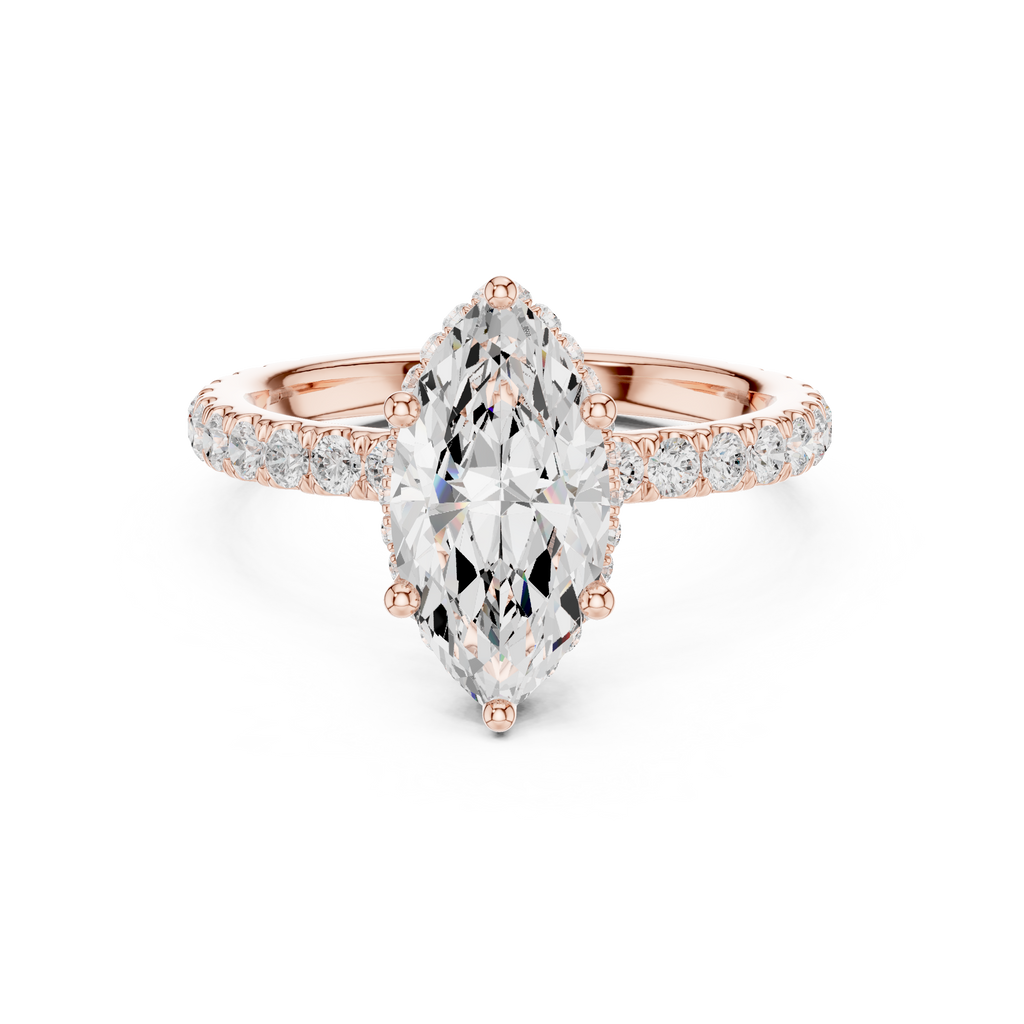 Marquise Cut Diamond Hidden Halo Engagement Ring