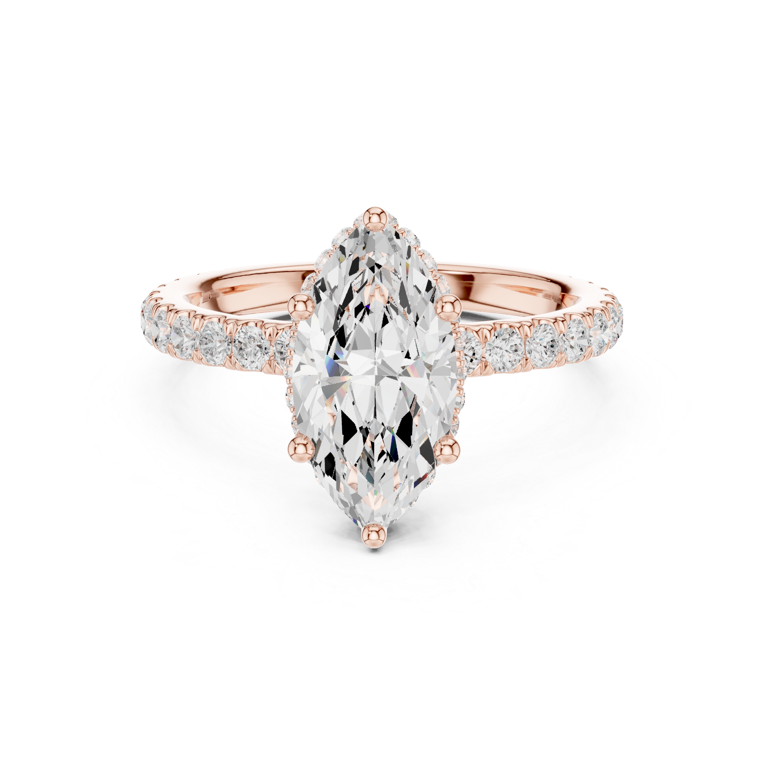 Marquise Cut Diamond Hidden Halo Engagement Ring