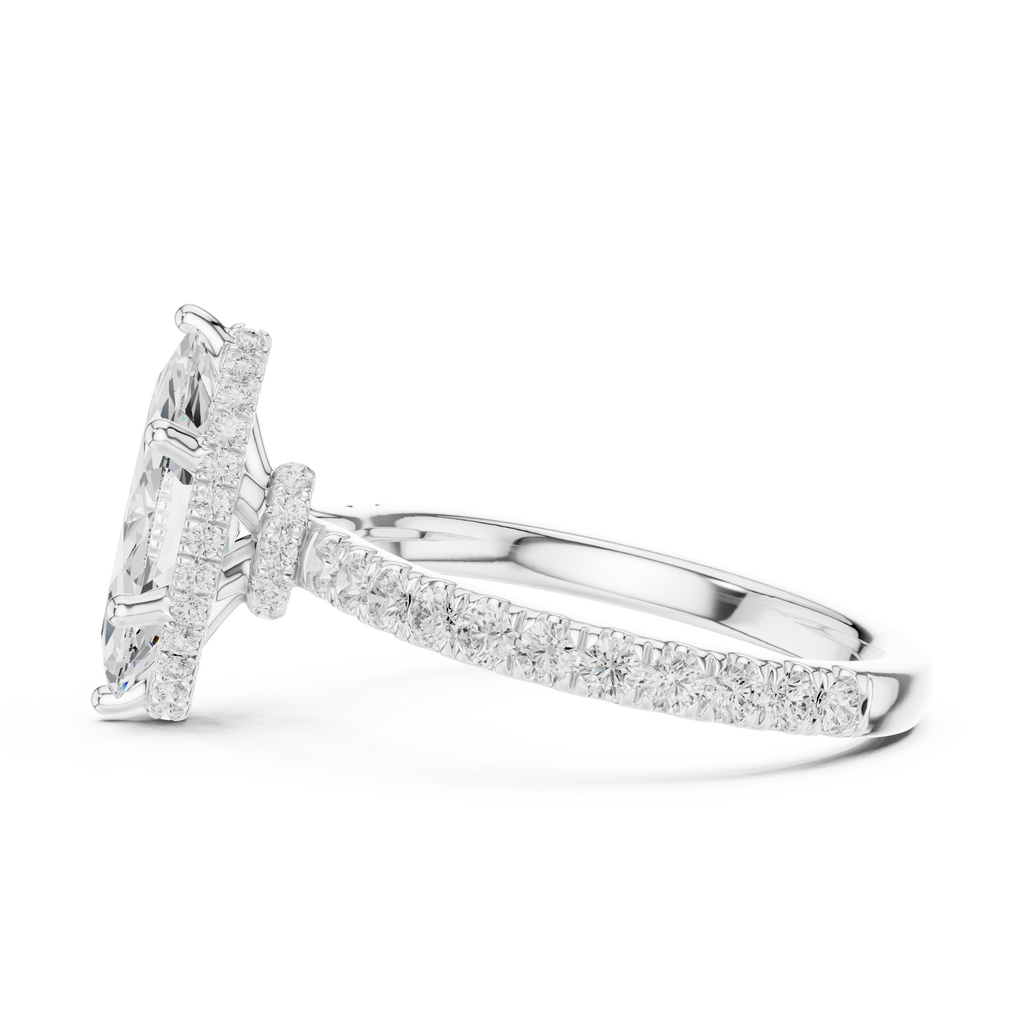 Marquise Cut Diamond Hidden Halo Engagement Ring