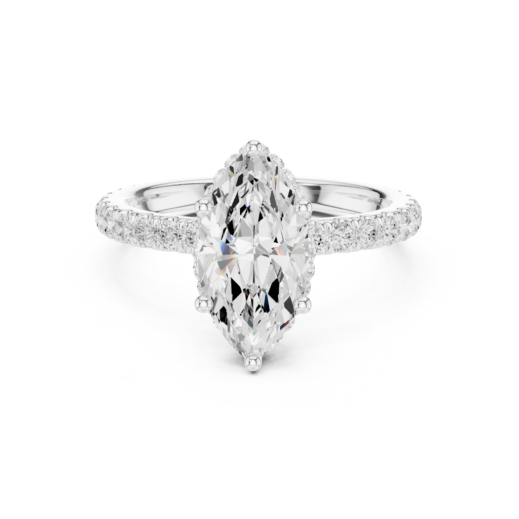 Marquise Cut Diamond Hidden Halo Engagement Ring