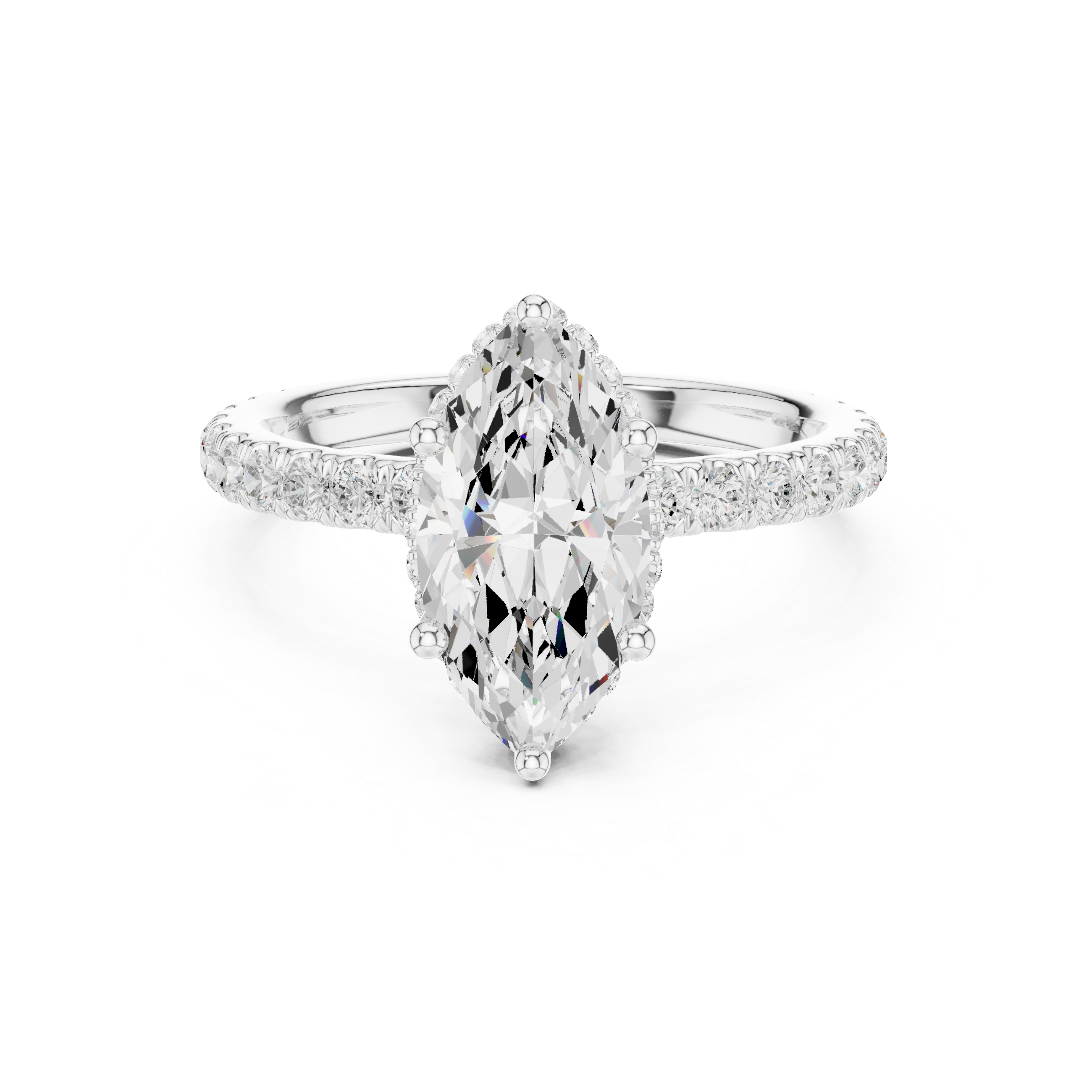 Marquise Cut Diamond Hidden Halo Engagement Ring