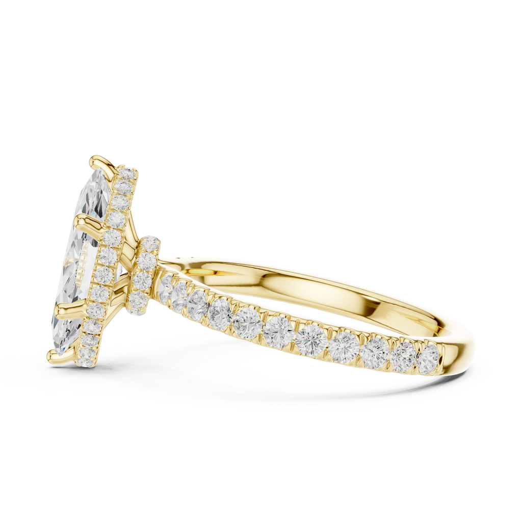 Marquise Cut Diamond Hidden Halo Engagement Ring