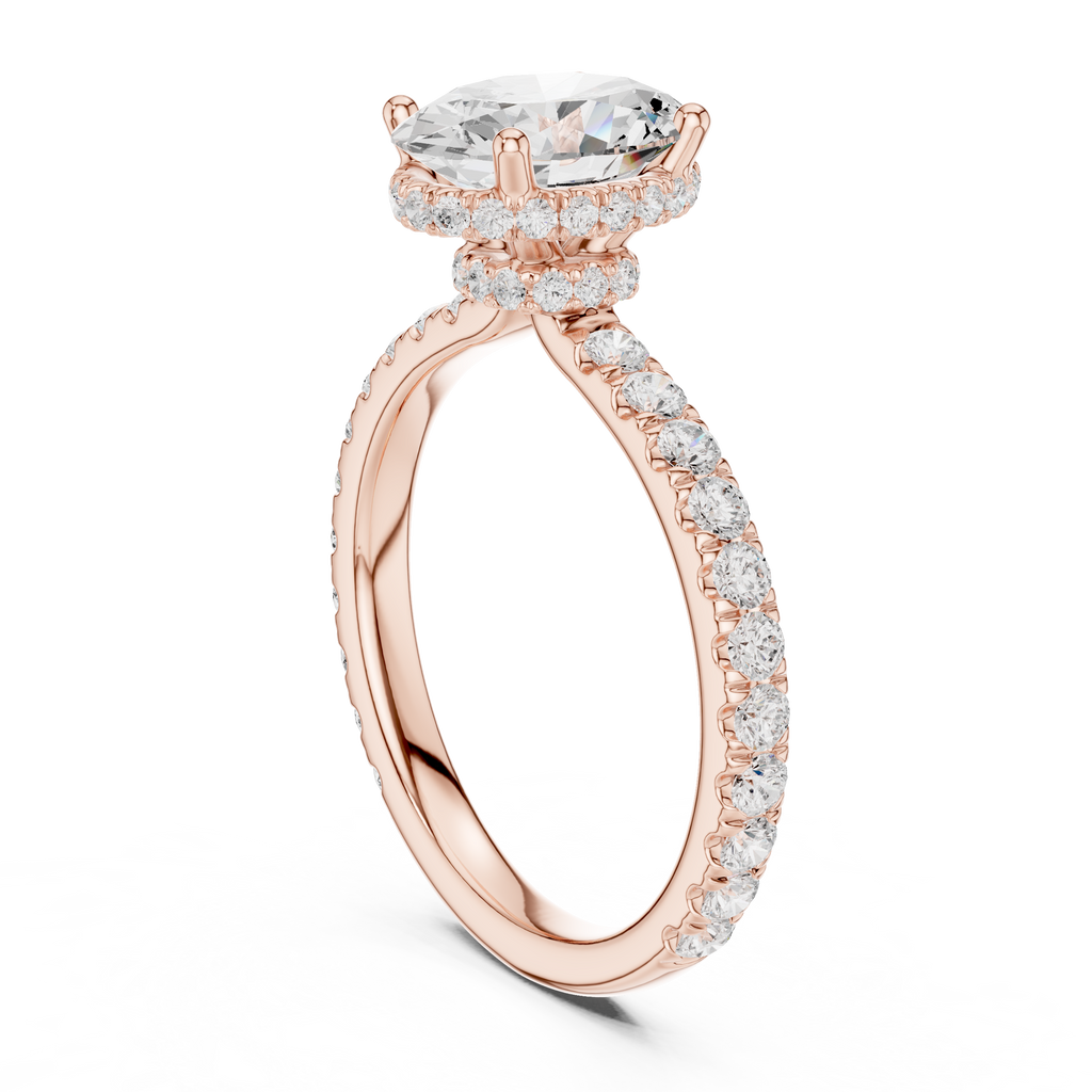 Oval Cut Hidden Halo Diamond Engagement Ring