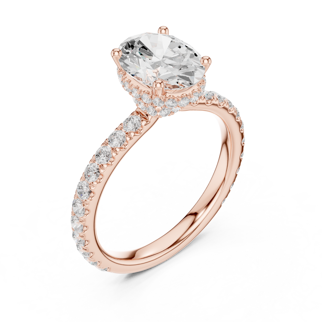 Oval Cut Hidden Halo Diamond Engagement Ring