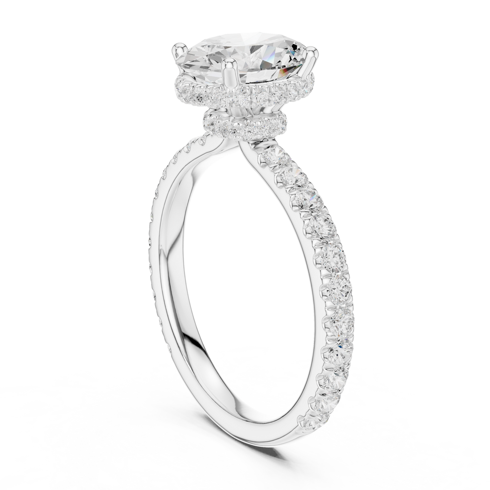 Oval Cut Hidden Halo Diamond Engagement Ring
