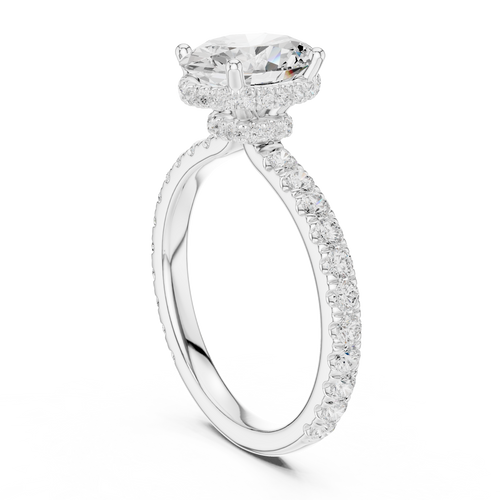 0.65 CTW Oval Cut Hidden Halo Diamond Engagement Ring – Style – view 2 of 12, lab grown diamond ring | Jewelix Atelier