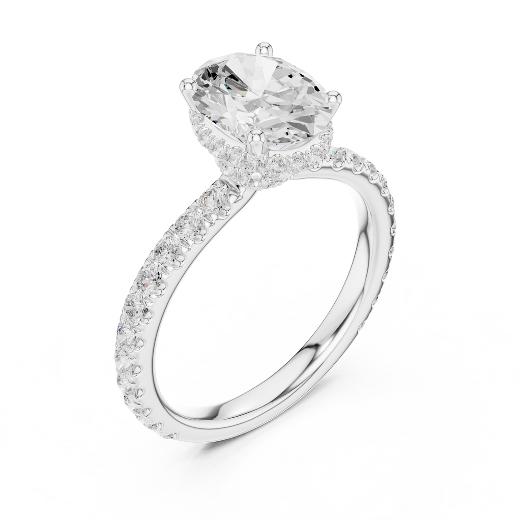 Oval Cut Hidden Halo Diamond Engagement Ring