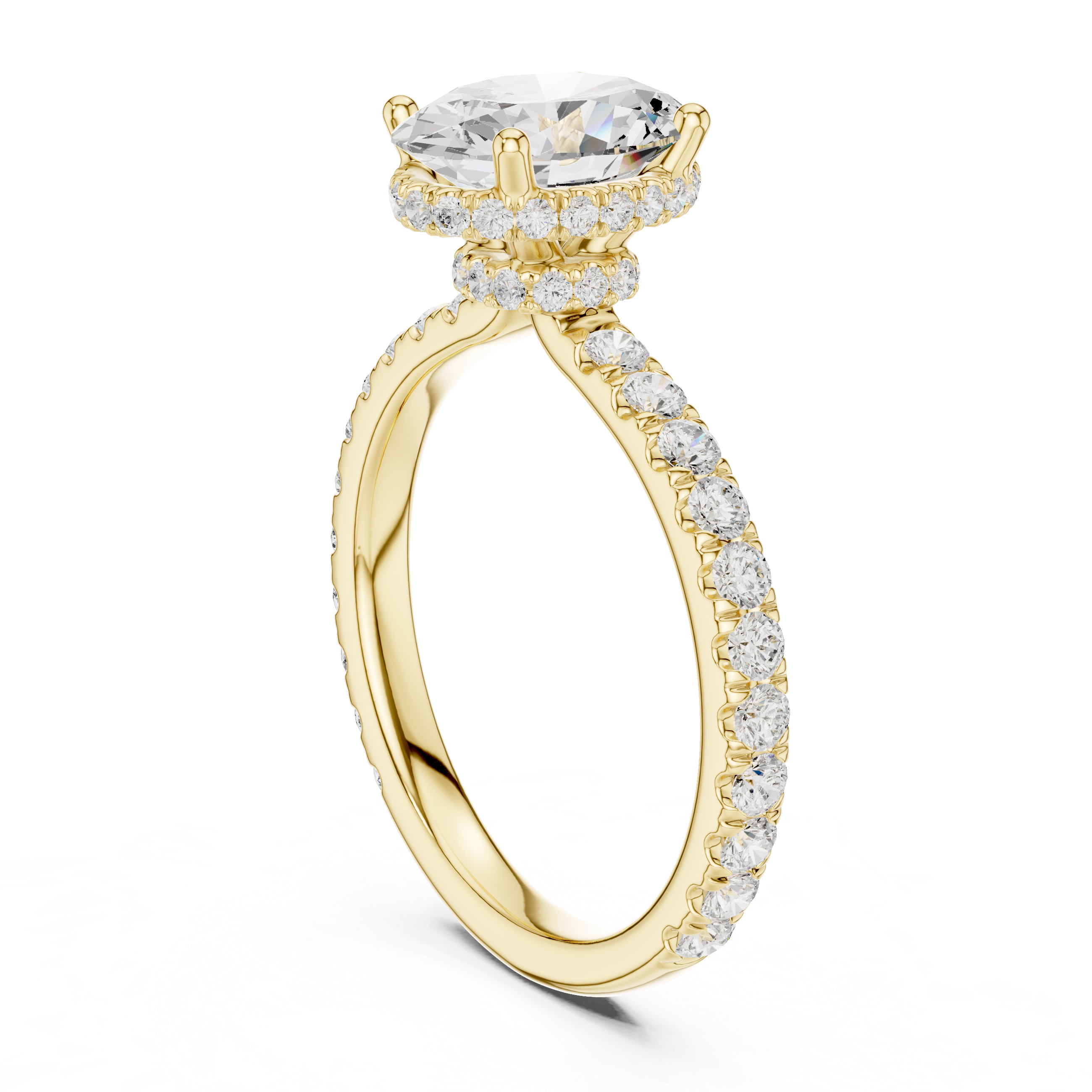 Oval Cut Hidden Halo Diamond Engagement Ring