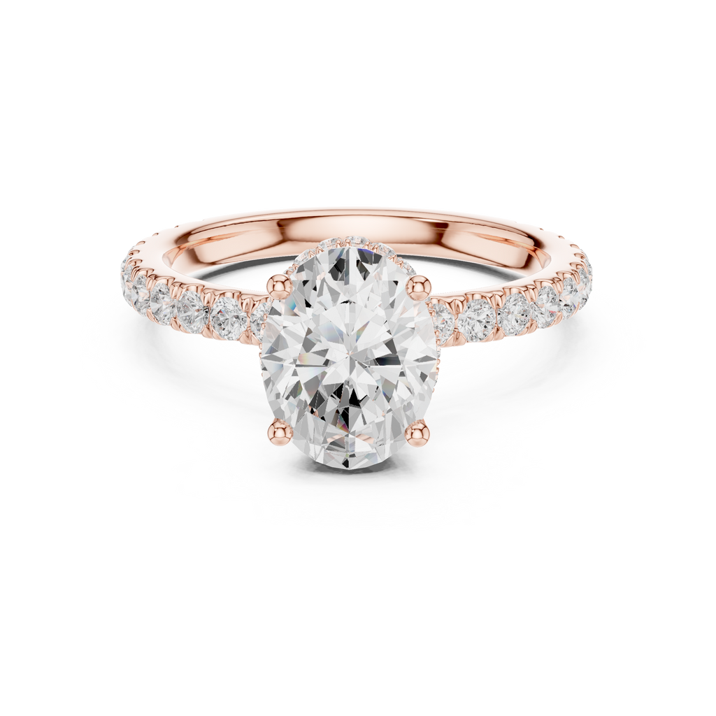 Oval Cut Hidden Halo Diamond Engagement Ring