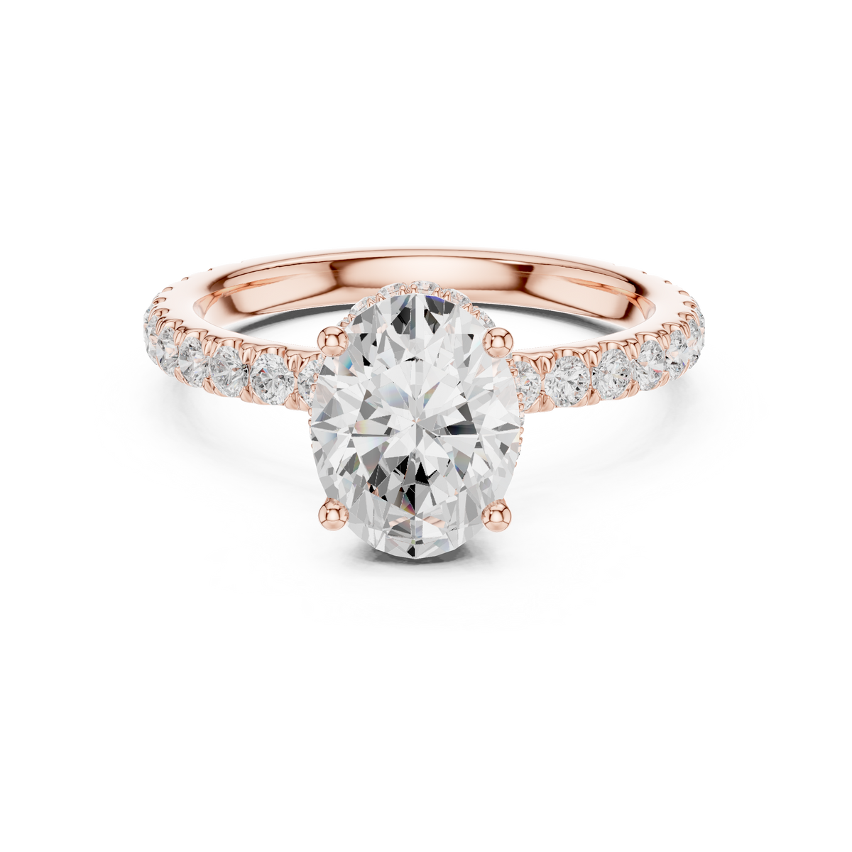 0.65 CTW Oval Cut Hidden Halo Diamond Engagement Ring – Style – view 5 of 12, lab grown diamond ring | Jewelix Atelier