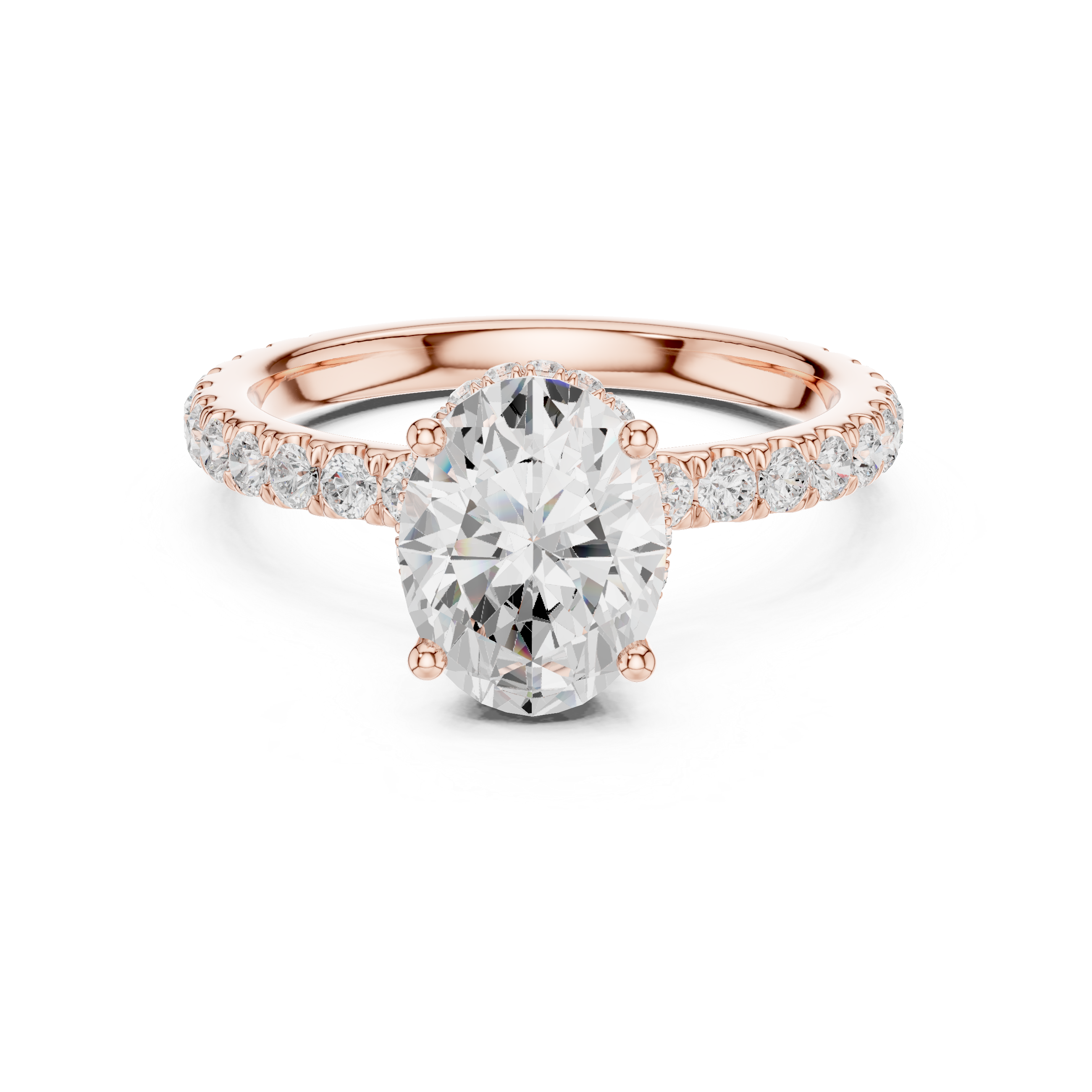 Oval Cut Hidden Halo Diamond Engagement Ring
