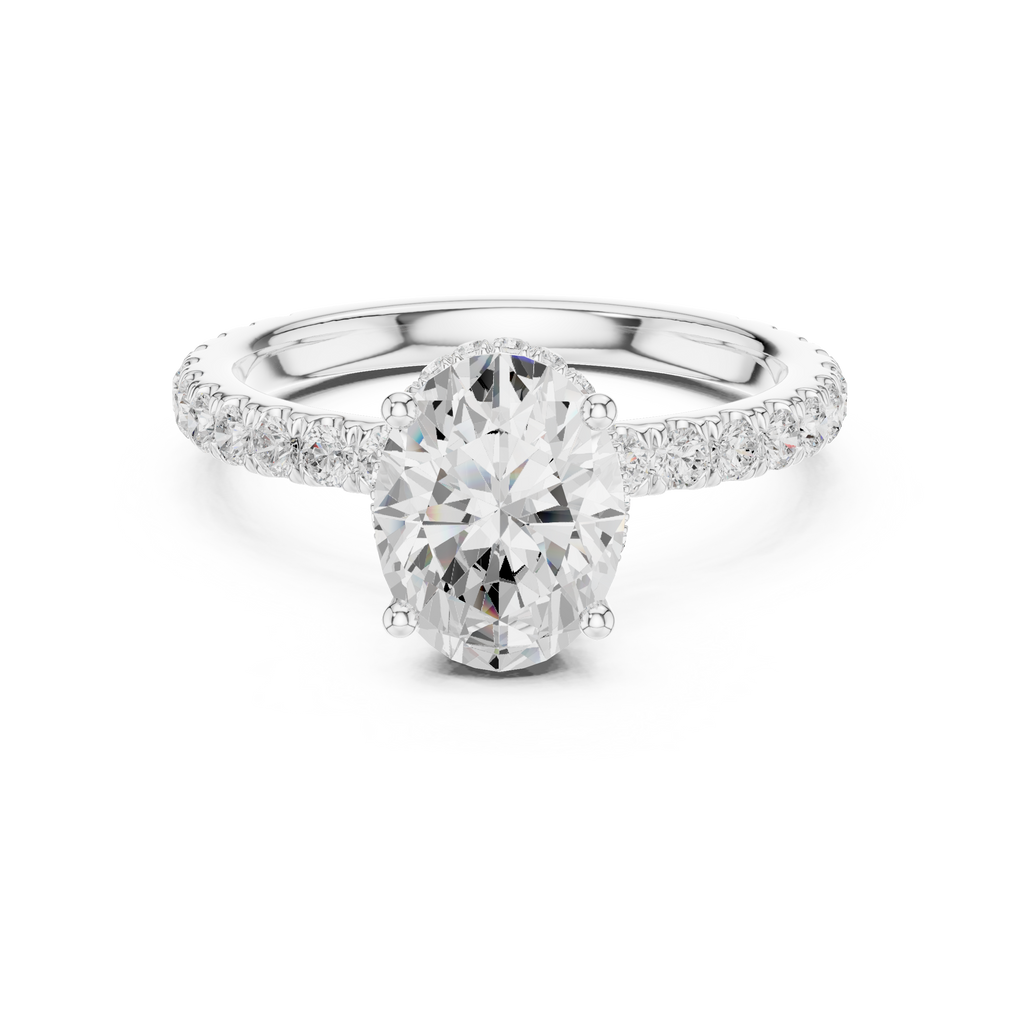 Oval Cut Hidden Halo Diamond Engagement Ring