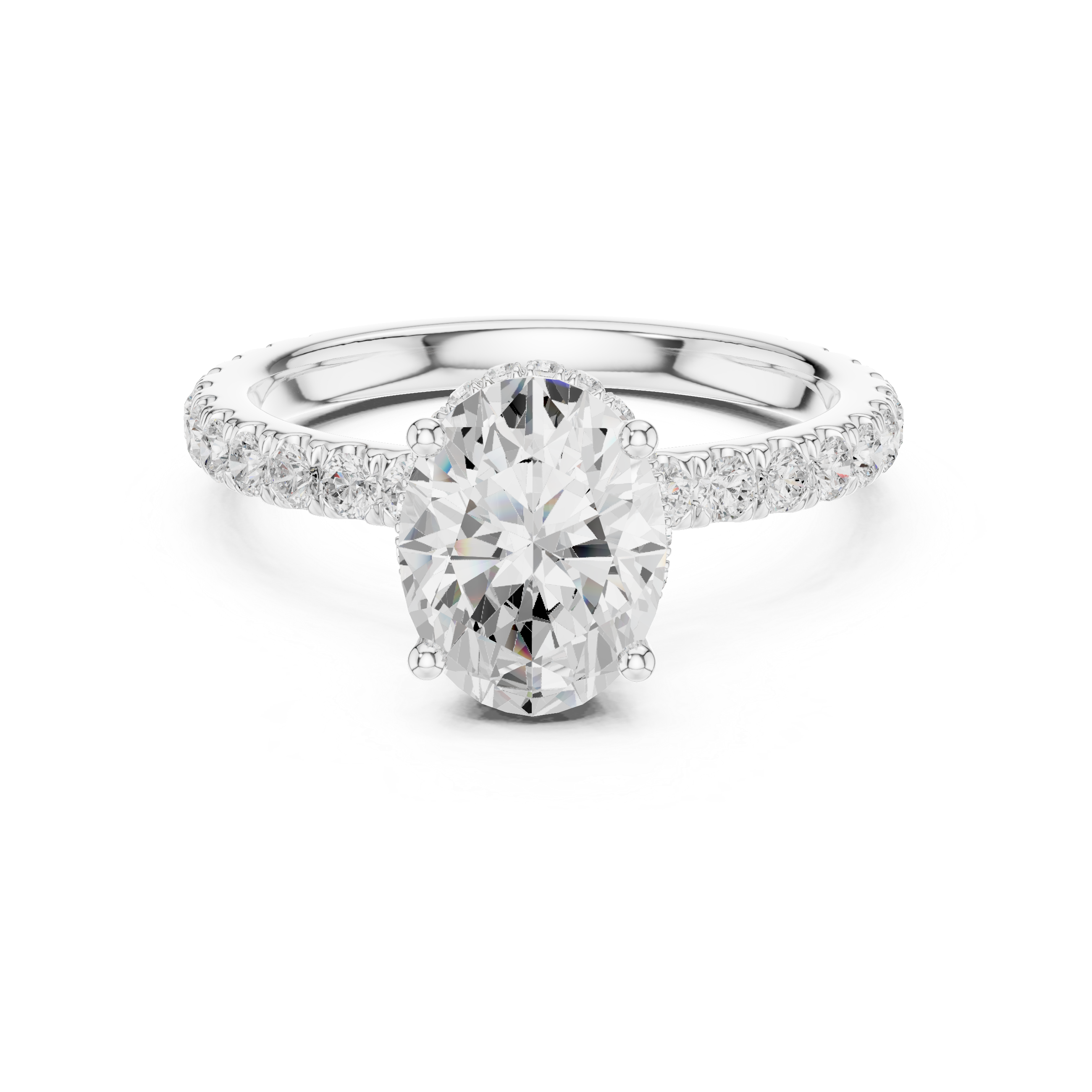 Oval Cut Hidden Halo Diamond Engagement Ring