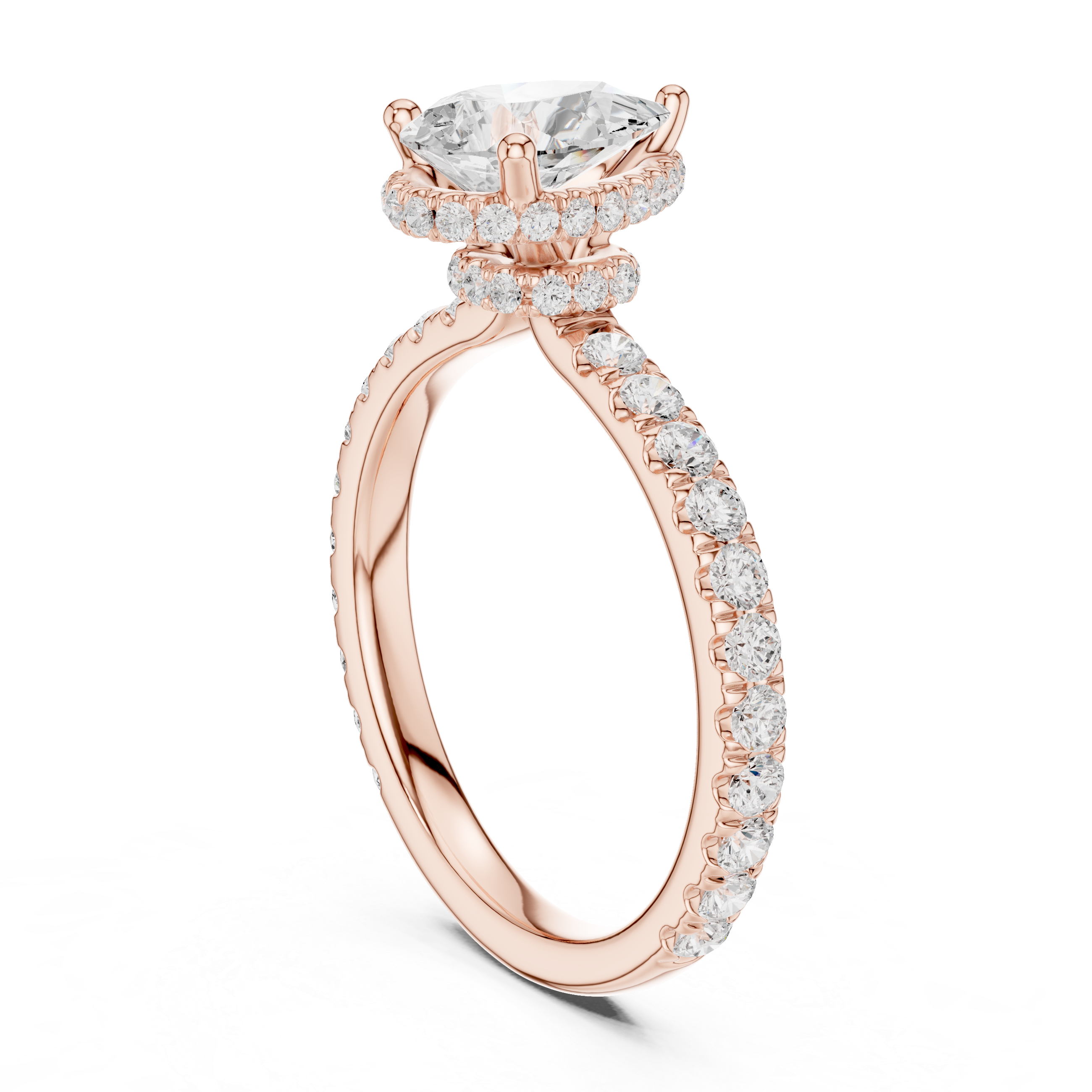 Pear Cut Diamond Hidden Halo Engagement Ring