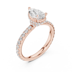 Pear Cut Diamond Hidden Halo Engagement Ring