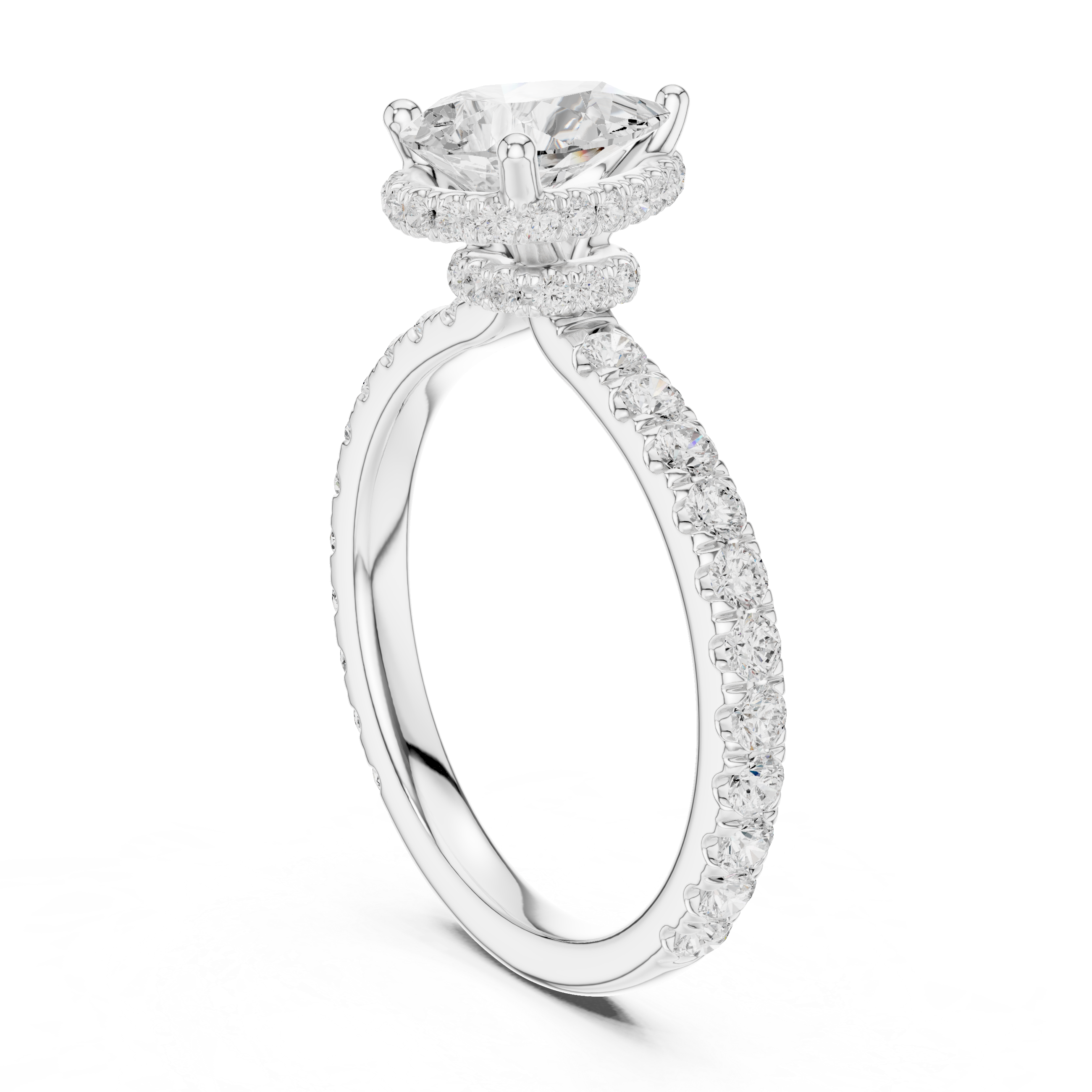 Pear Cut Diamond Hidden Halo Engagement Ring