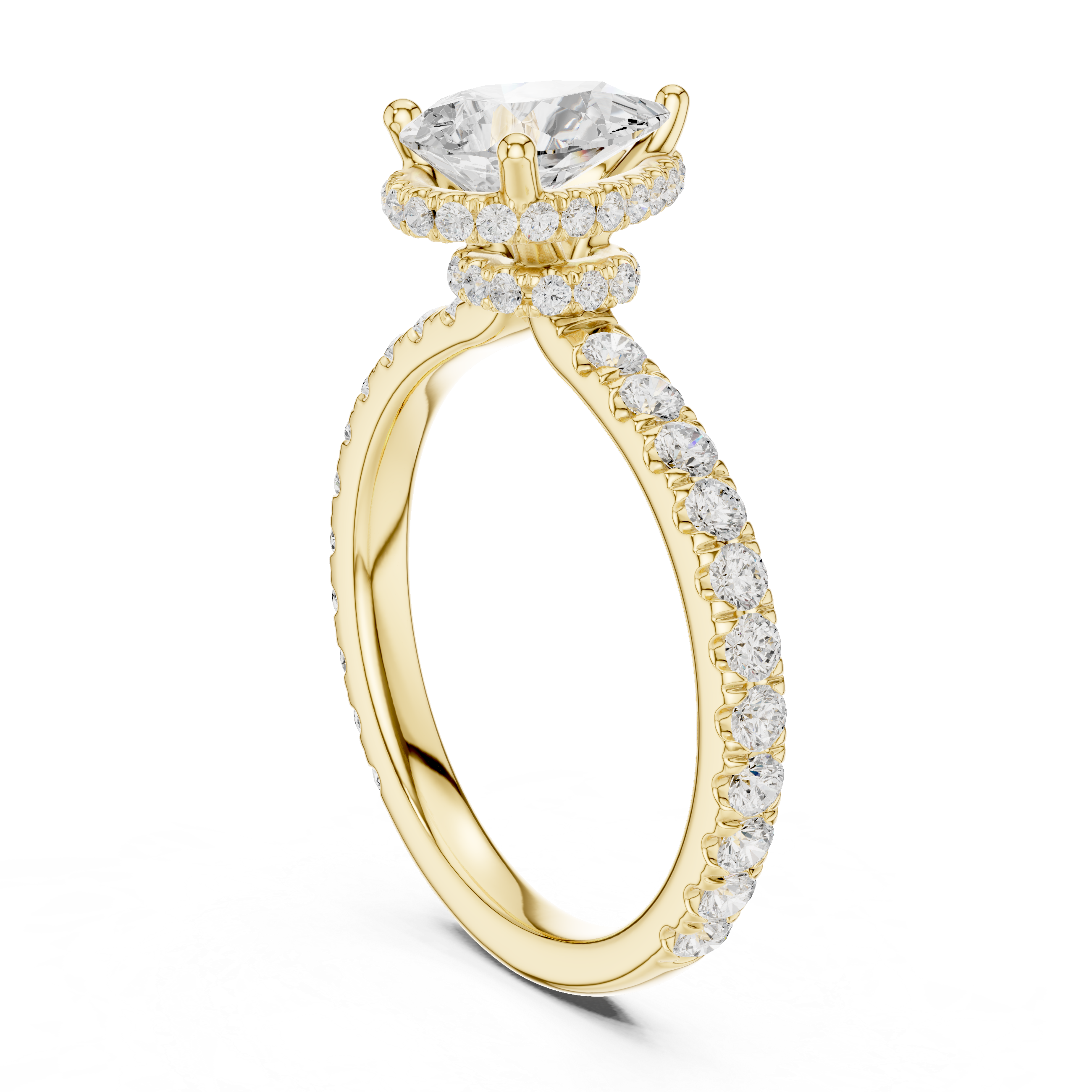 Pear Cut Diamond Hidden Halo Engagement Ring