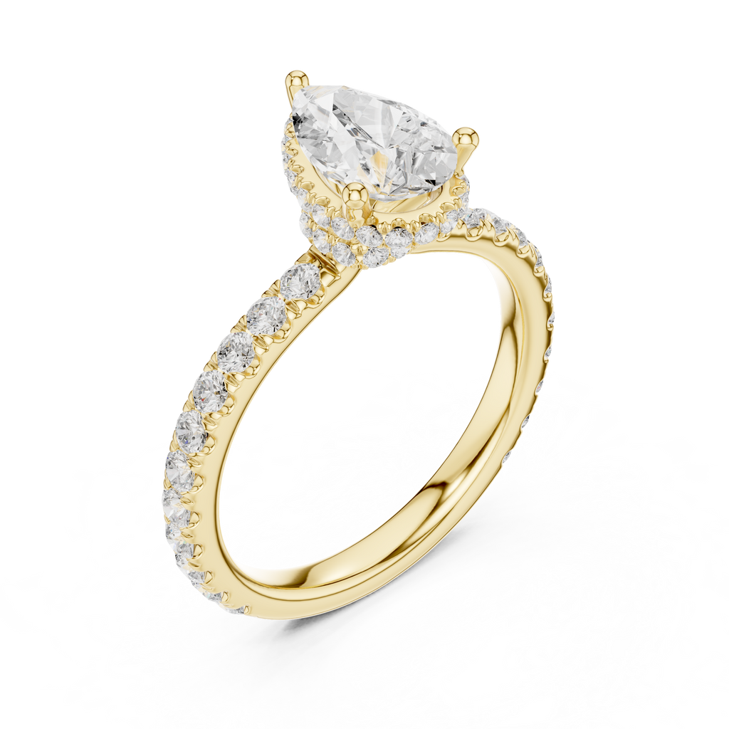 Pear Cut Diamond Hidden Halo Engagement Ring