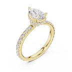 Pear Cut Diamond Hidden Halo Engagement Ring