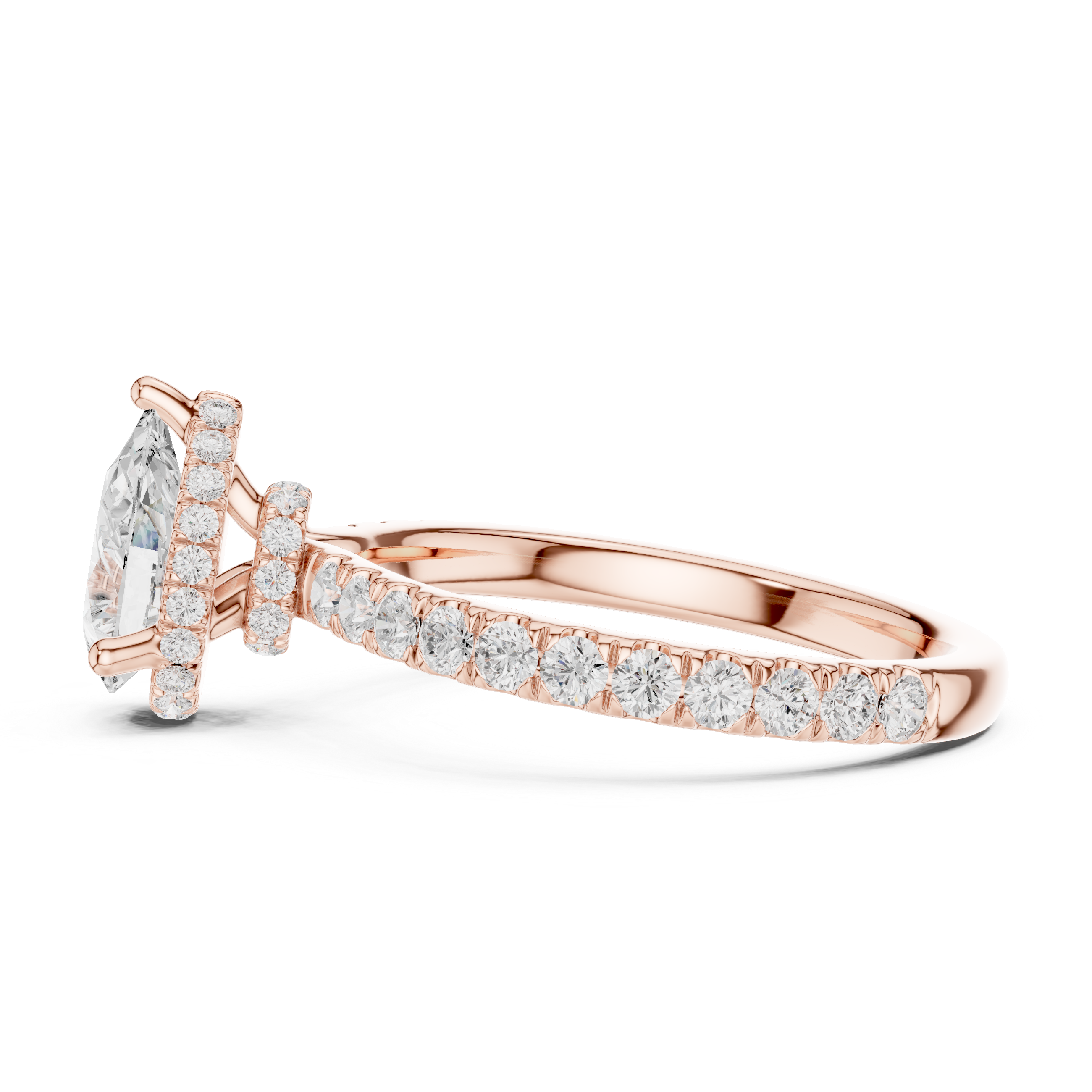 Pear Cut Diamond Hidden Halo Engagement Ring
