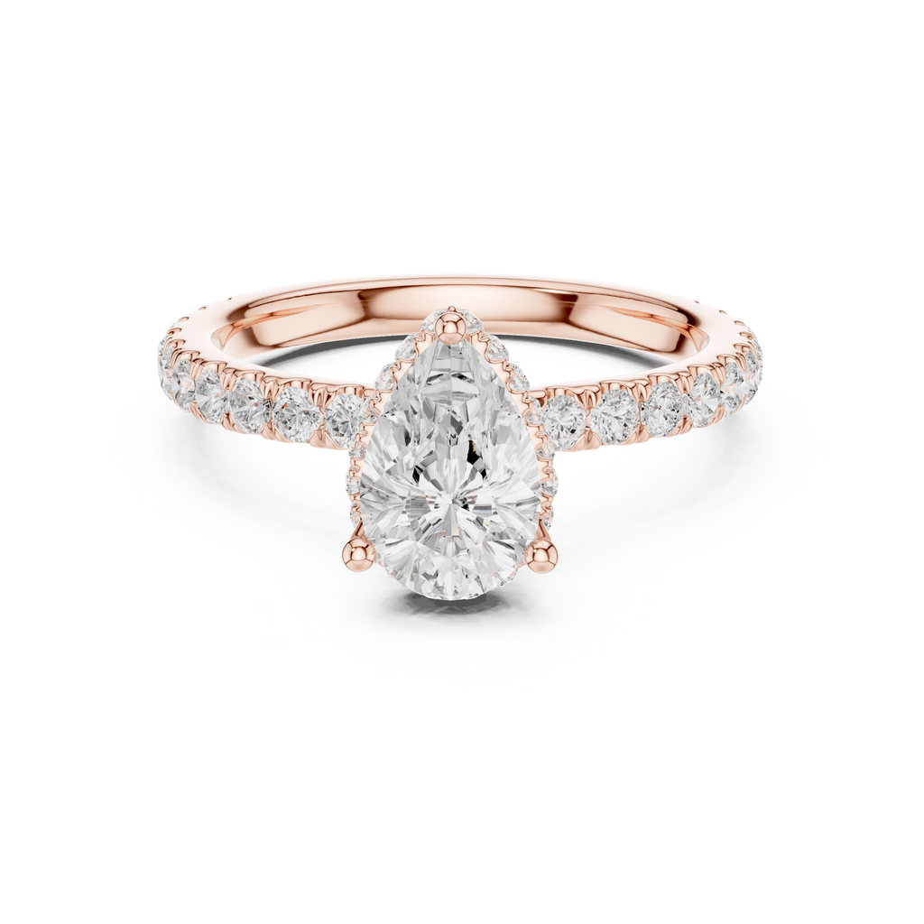 Pear Cut Diamond Hidden Halo Engagement Ring