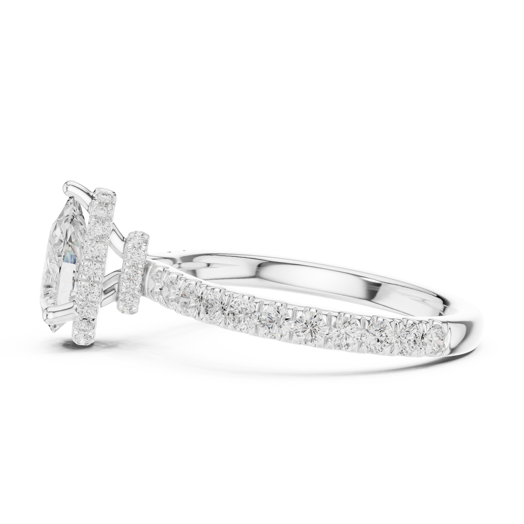 Pear Cut Diamond Hidden Halo Engagement Ring